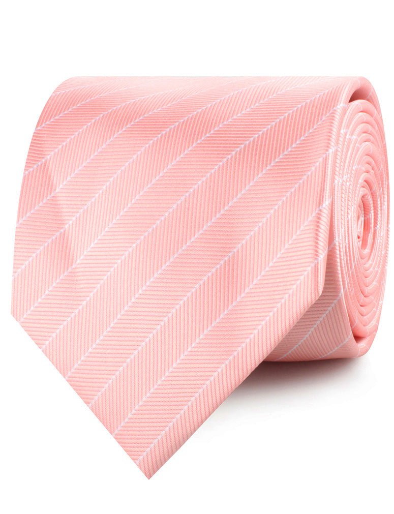 Blush Pink Herringbone Pinstripe Necktie