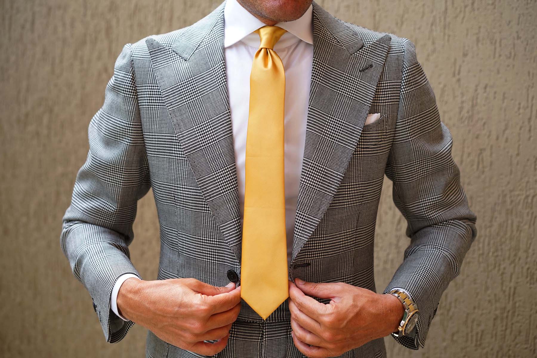 Gold Satin Skinny Tie