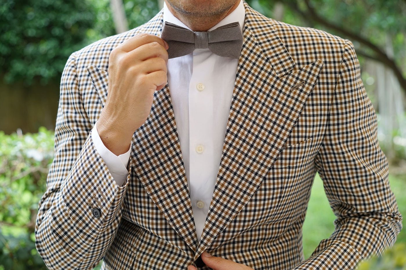 Mercury Charcoal Linen Bow Tie