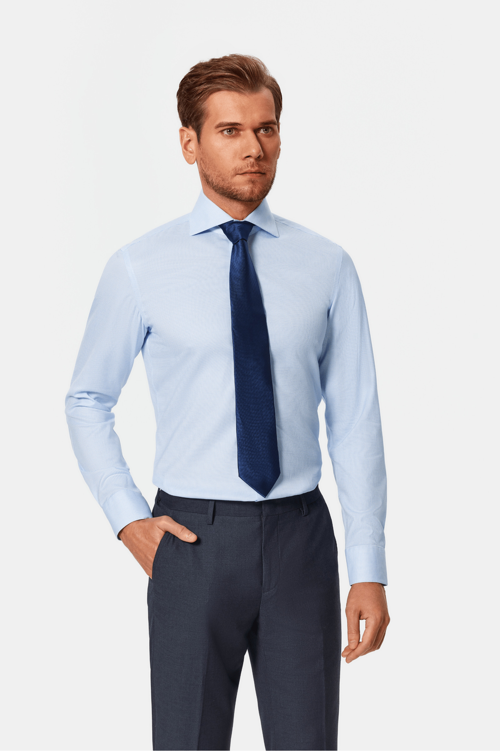 Bateman Blue Weave Lucious Non-Iron Shirt