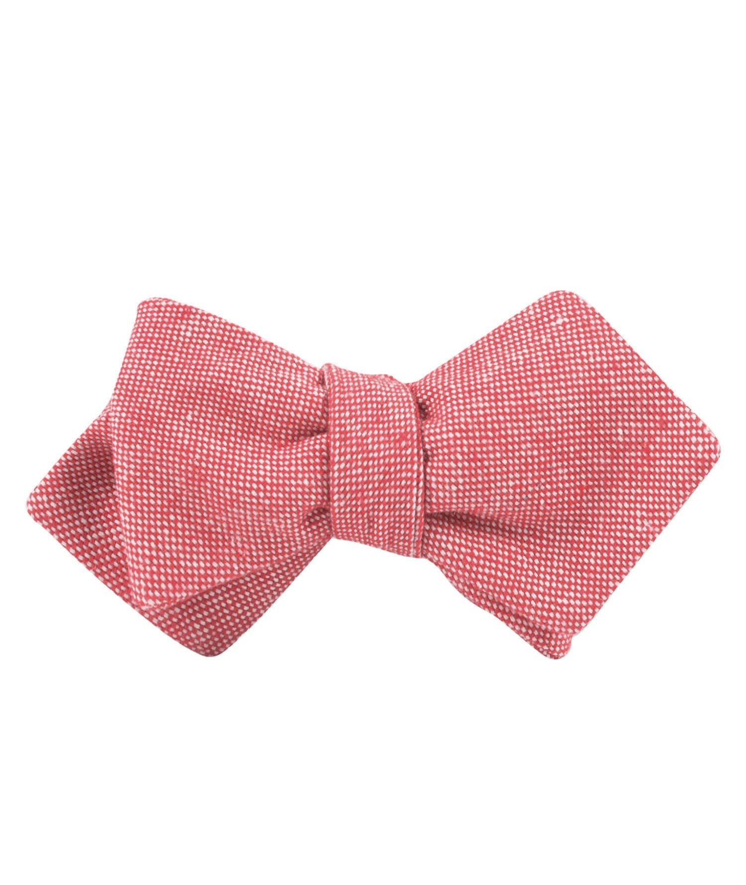 Venetian Red Linen Diamond Self Bow Tie