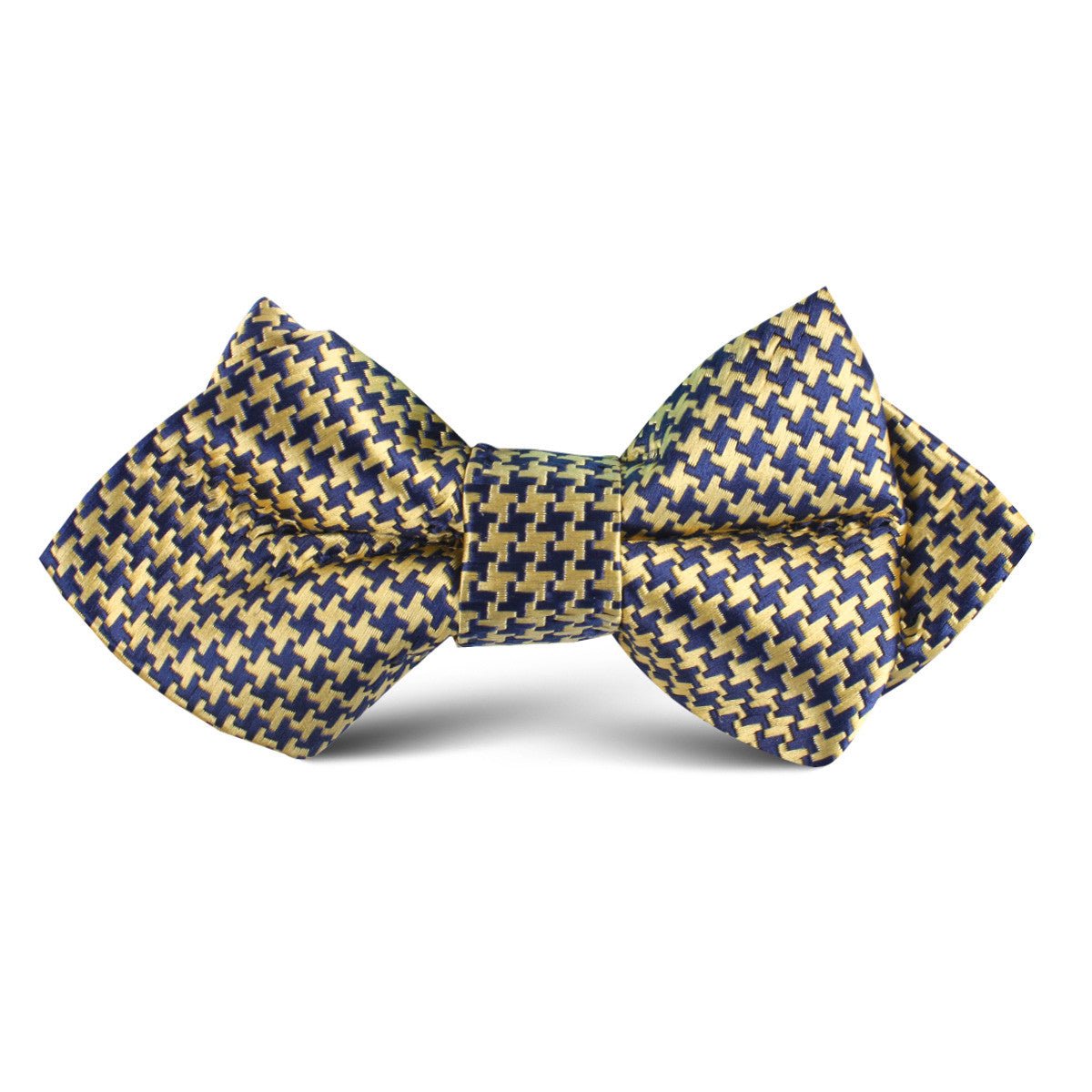 Yellow Houndstooth Kids Diamond Bow Tie