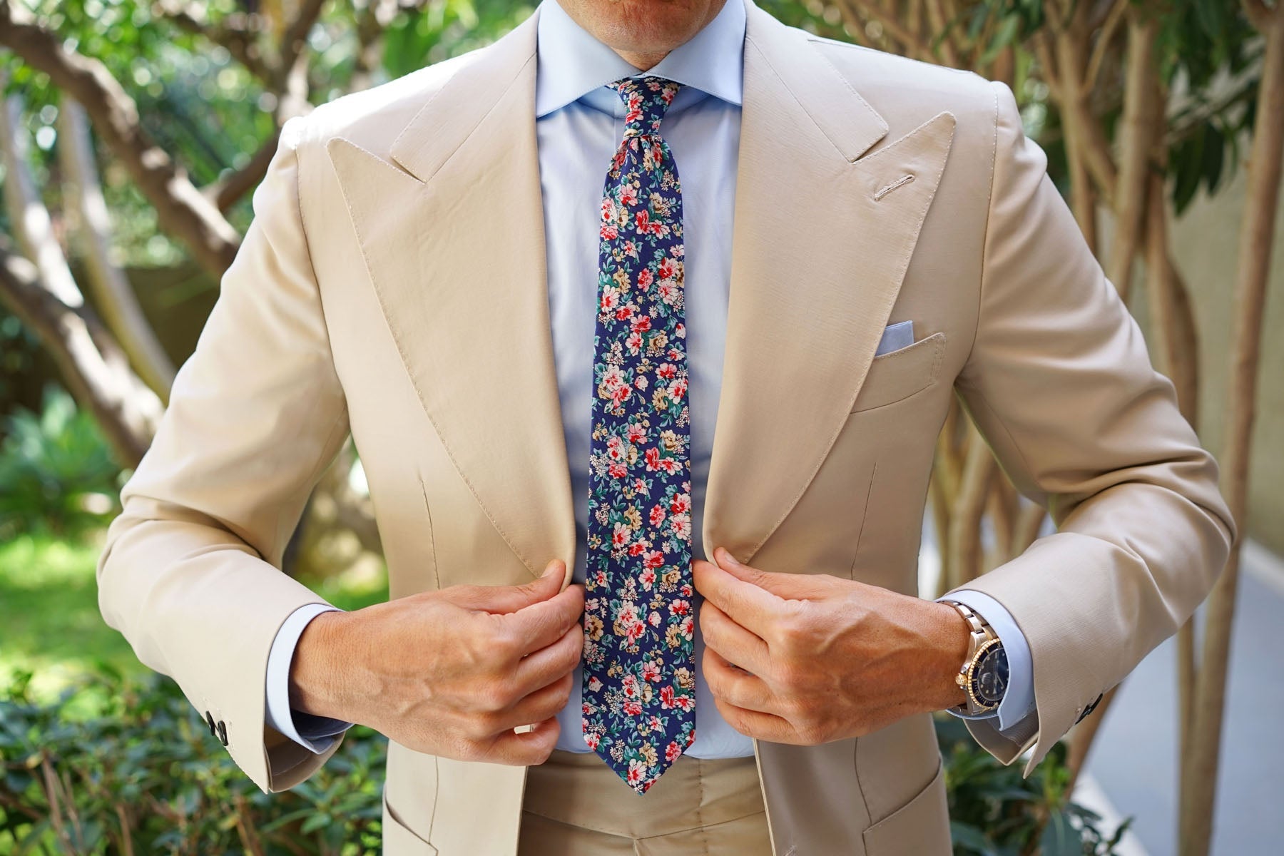 Cancún Blue Floral Skinny Tie