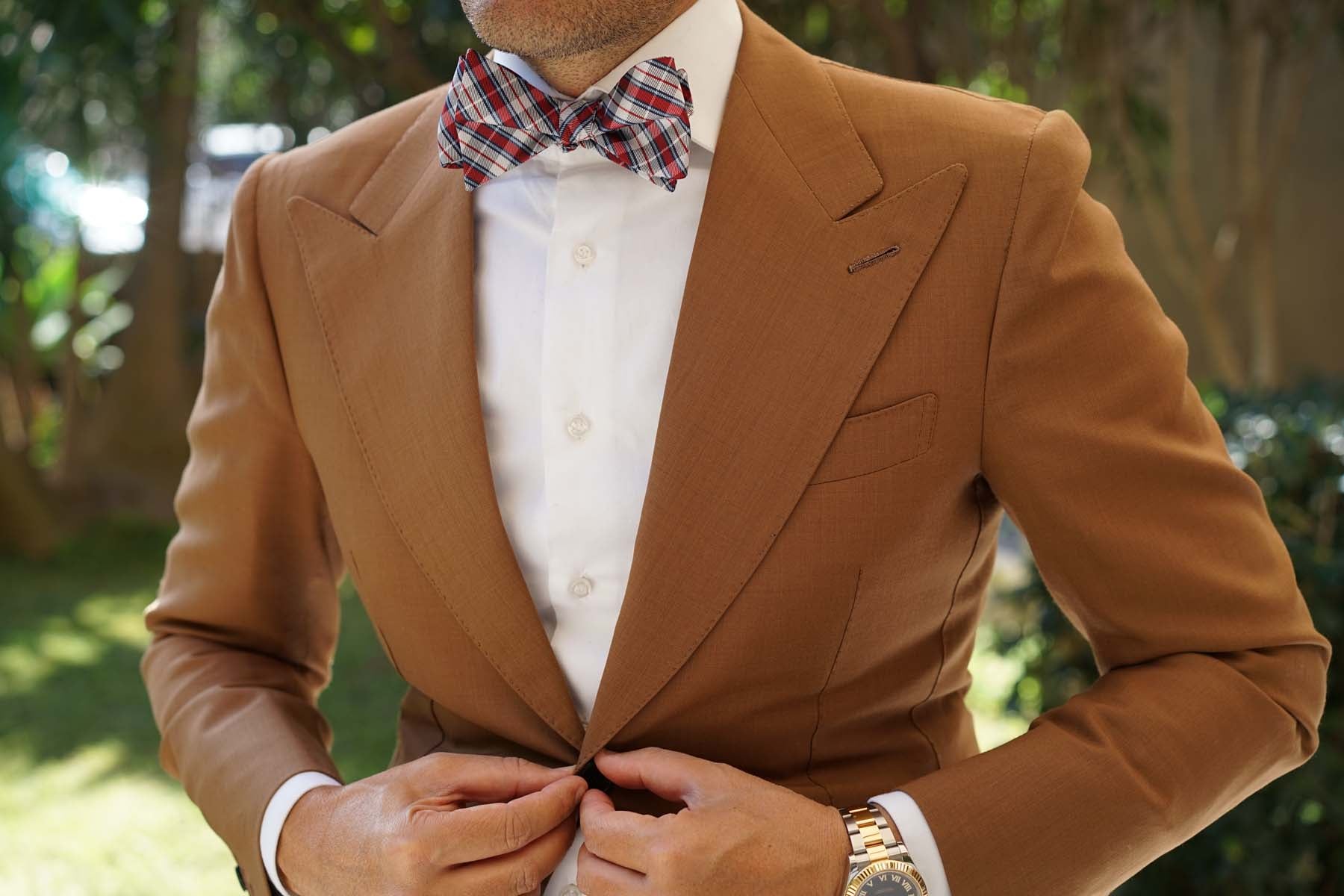 Tango Maroon with Blue Stripes Self Tie Bow Tie