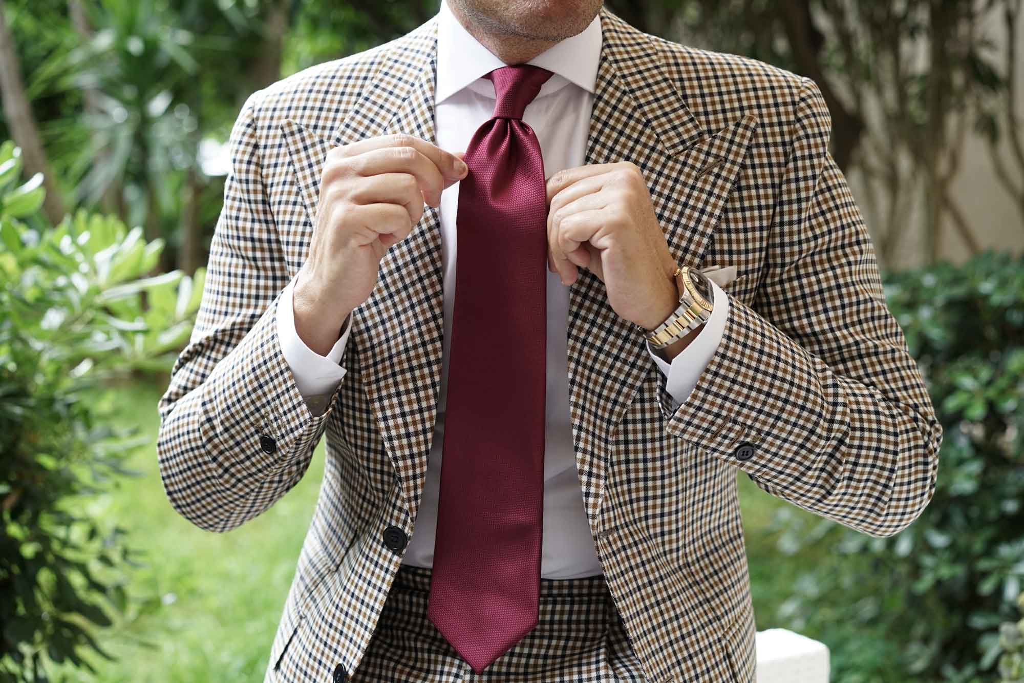 Burgundy Basket Weave Necktie