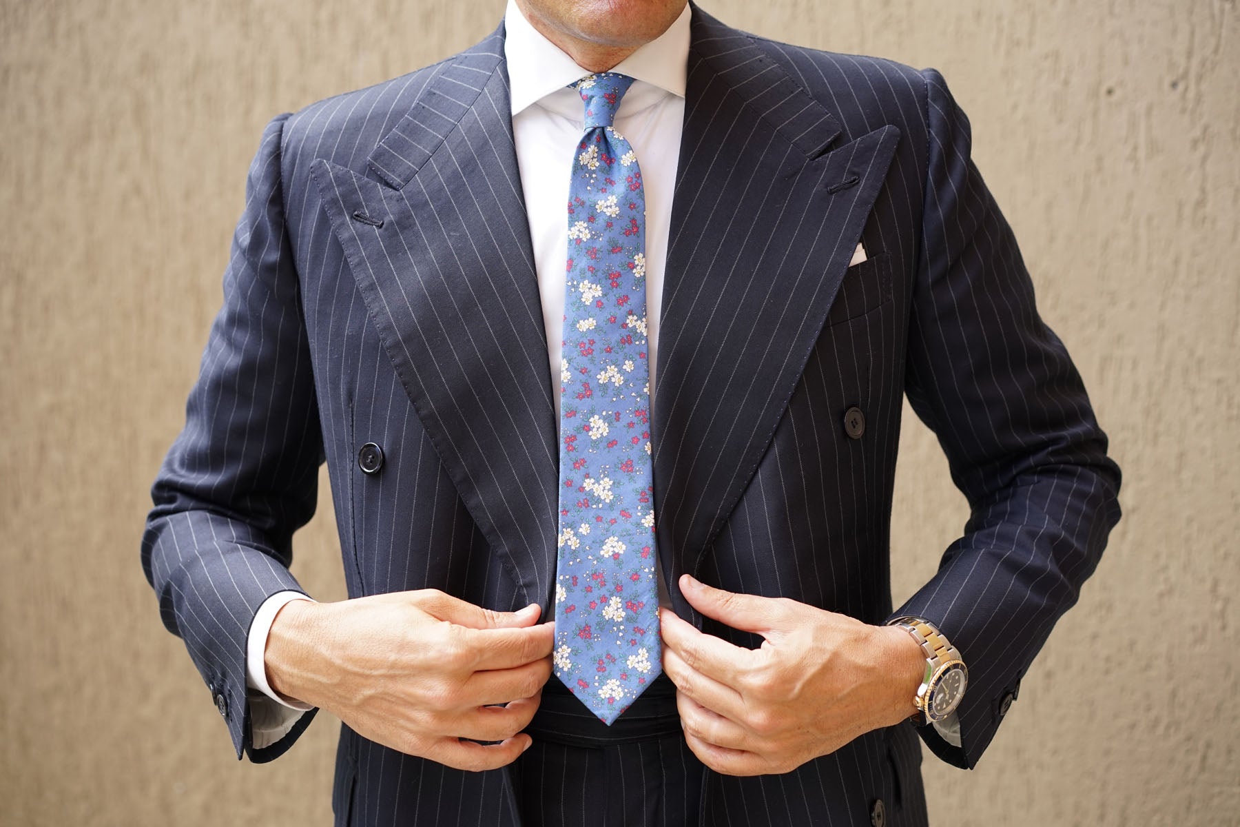 Ravenna Blue Floral Skinny Tie