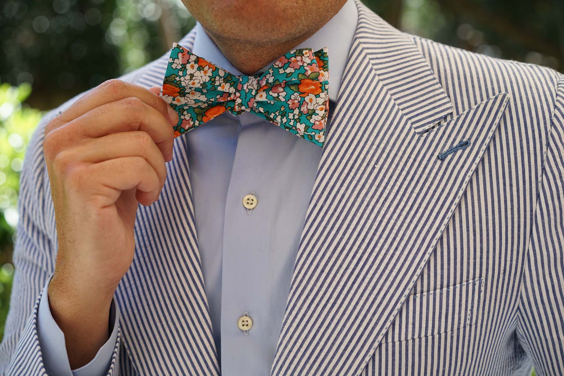 British Virgin Island Floral Self Bow Tie