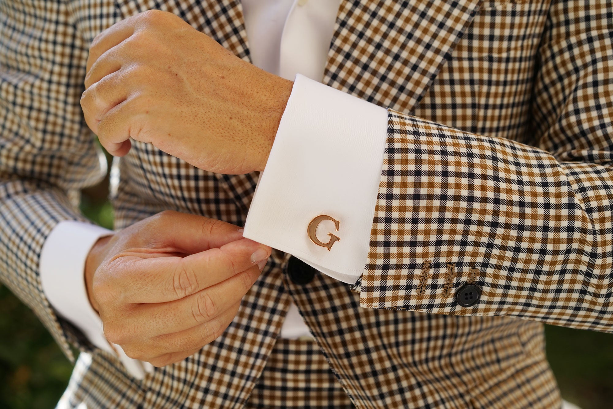 Rose Gold Letter G Cufflinks