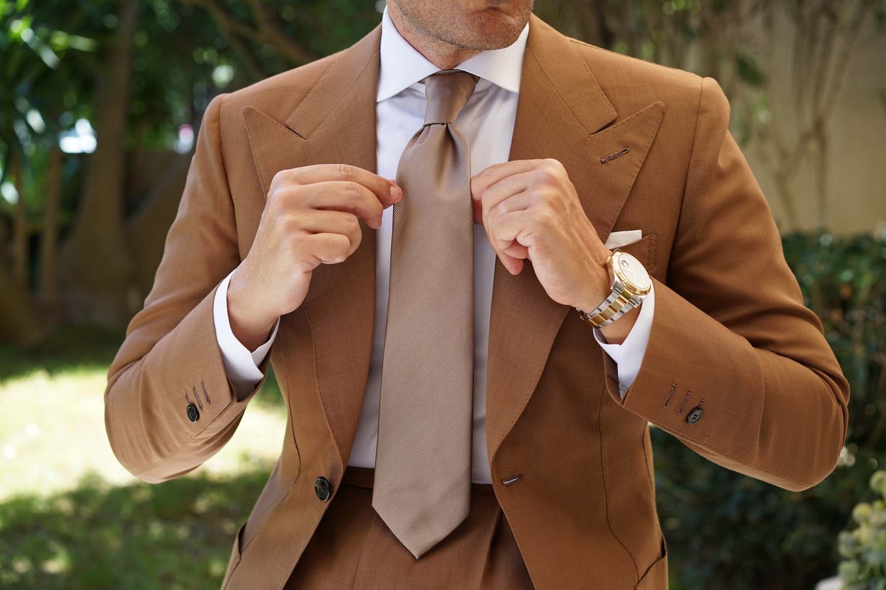 Dune Beige Brown Twill Necktie