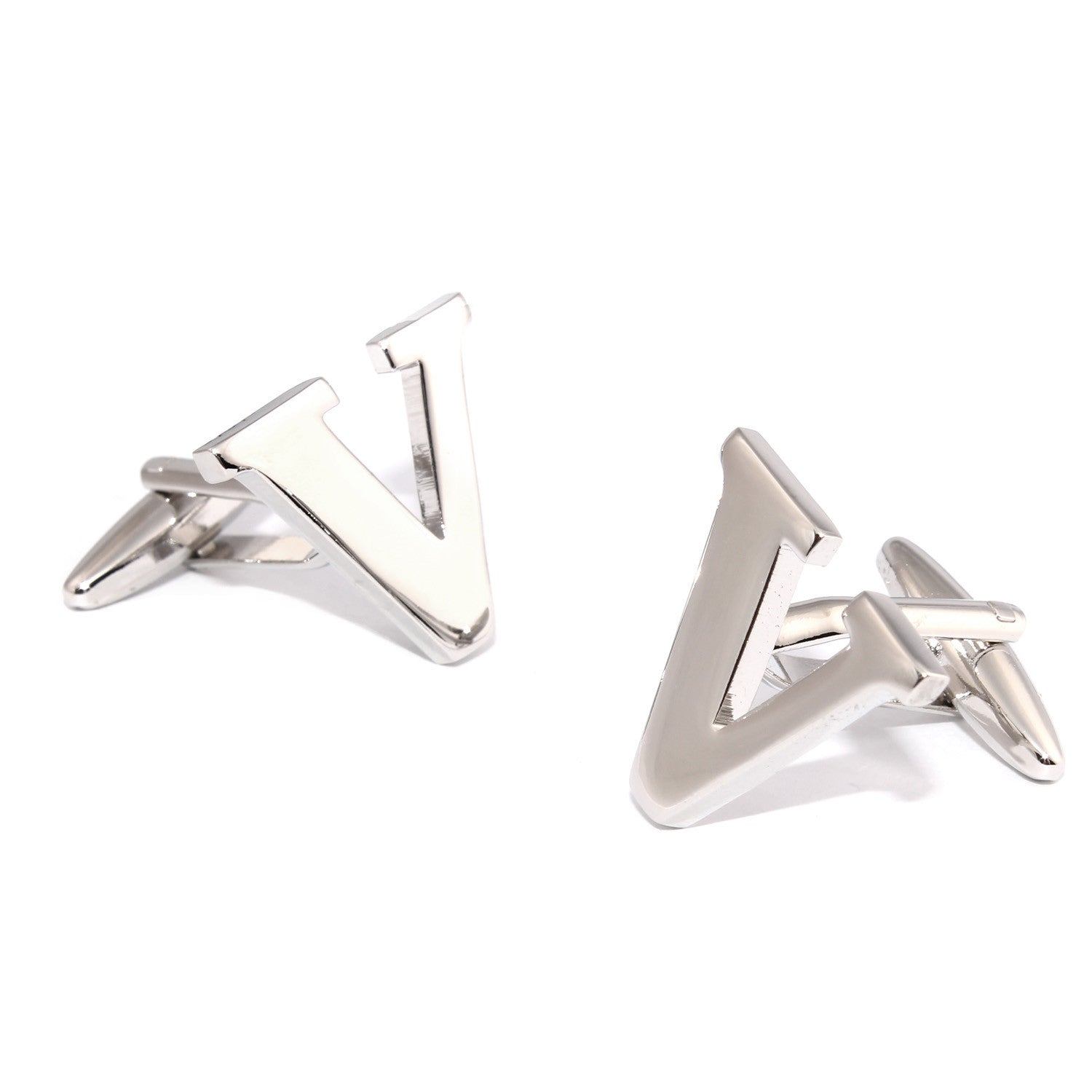 Letter V Silver Cufflinks