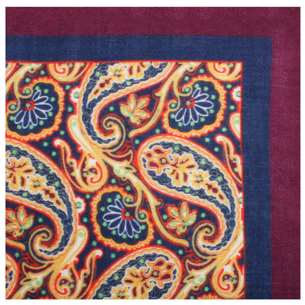 Castellano Paisley Wool Pocket Square