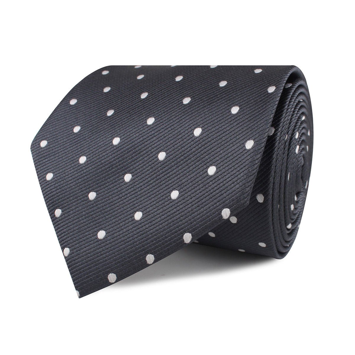 Charcoal Grey with White Polka Dots Necktie