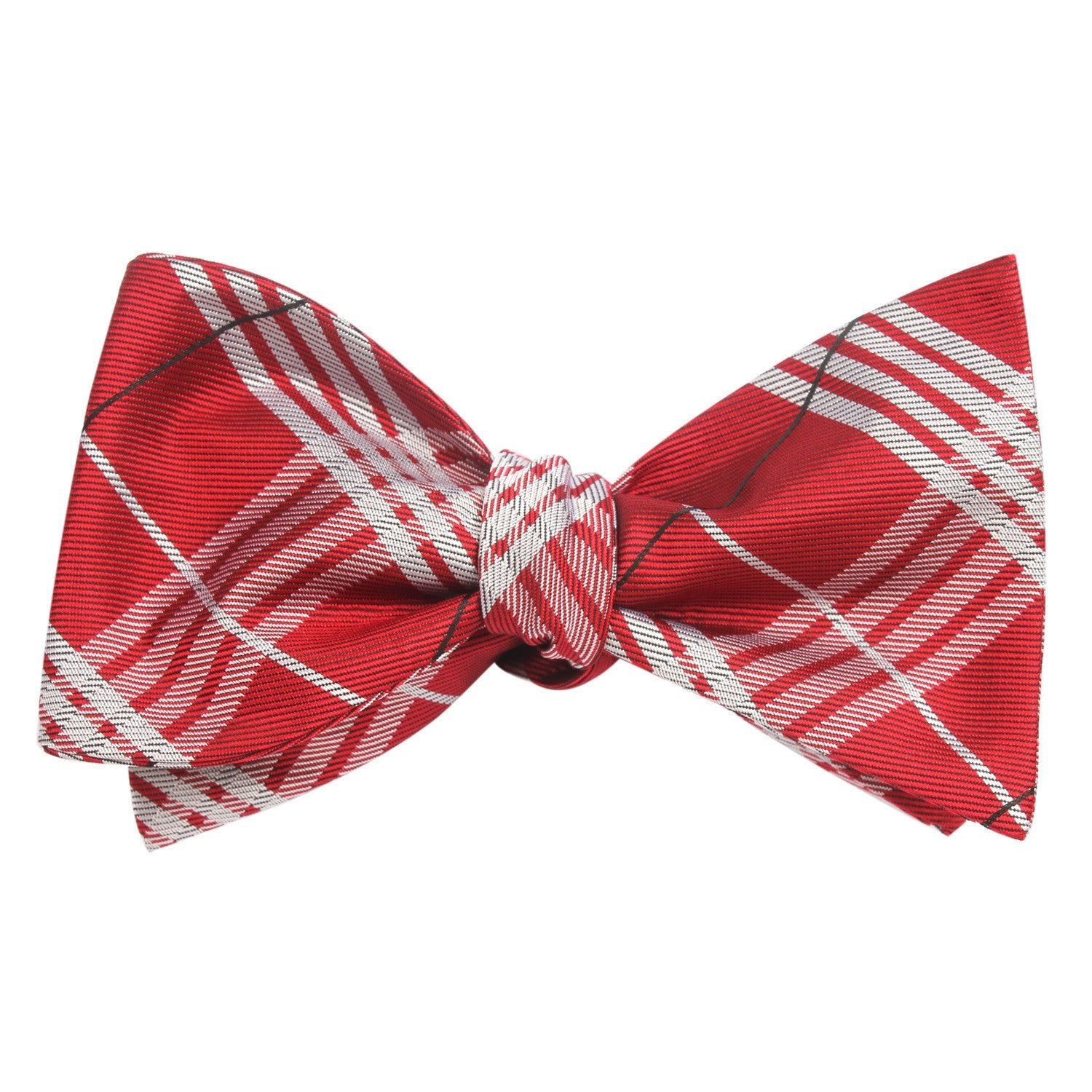 Scarlet Maroon with White Stripes Self Tie Bow Tie