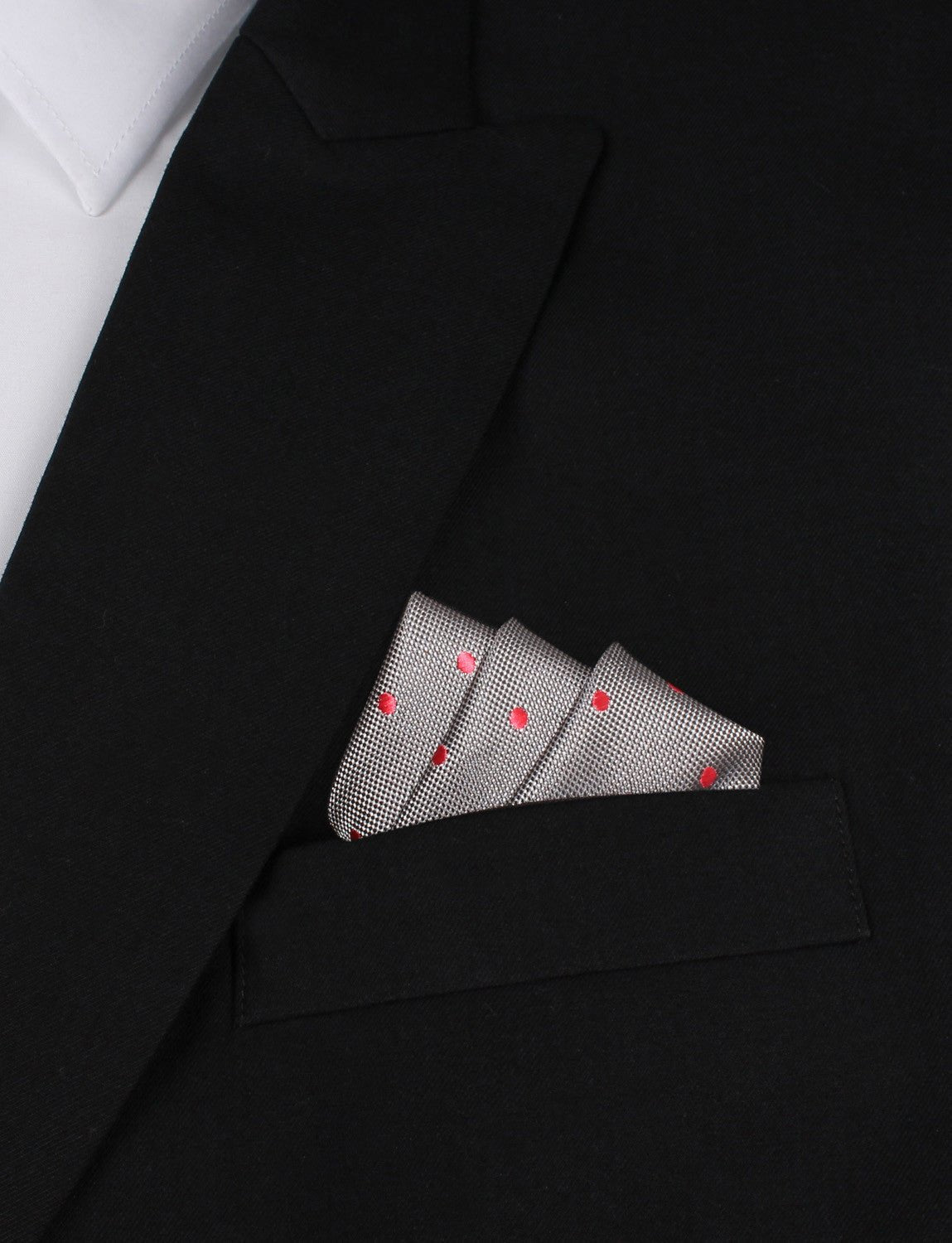 Grey with Hot Pink Polka Dots Pocket Square