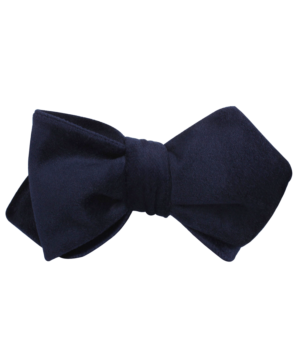 Navy Blue Bond Diamond Velvet Self Bow Tie