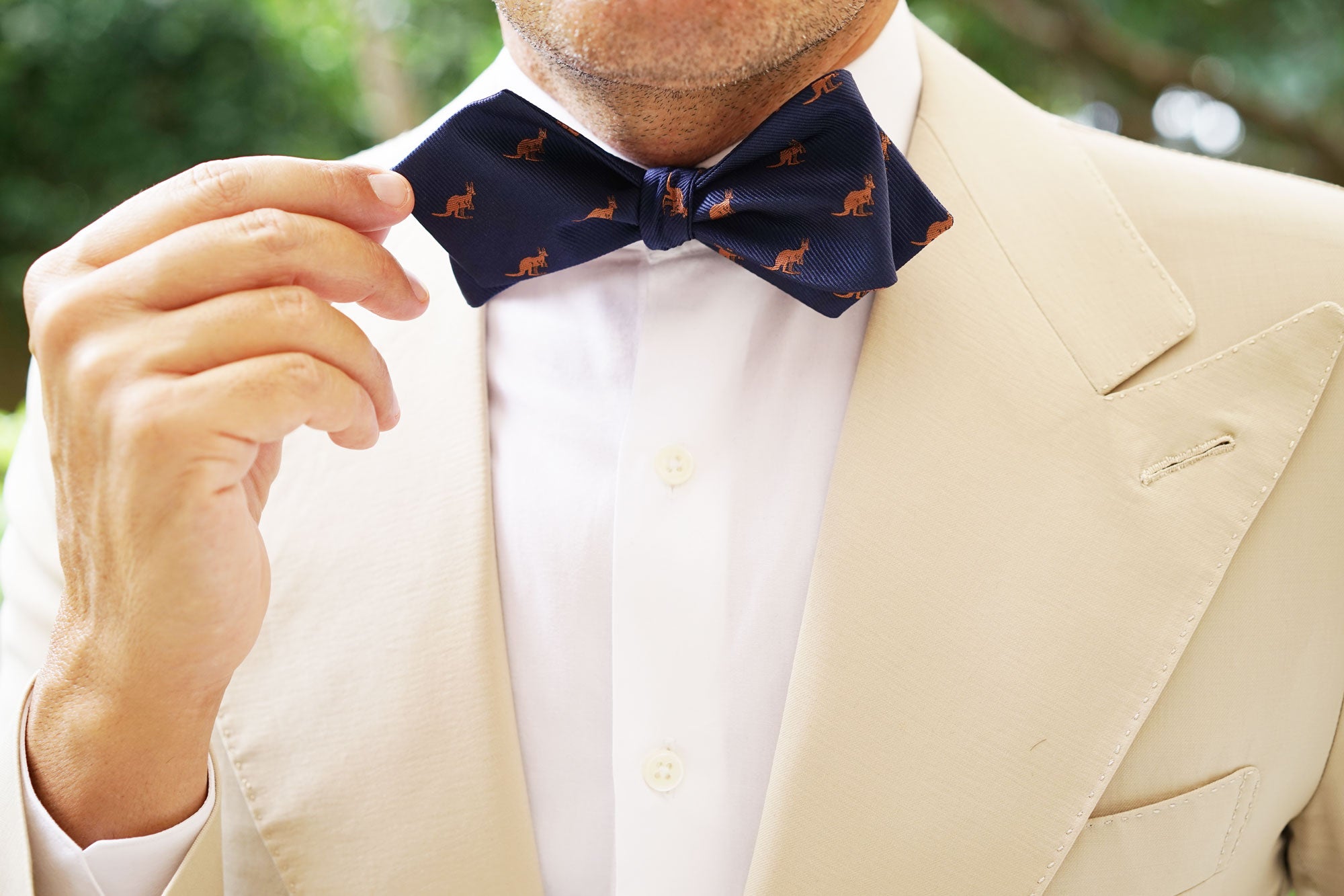 Brown Kangaroo Diamond Self Bow Tie