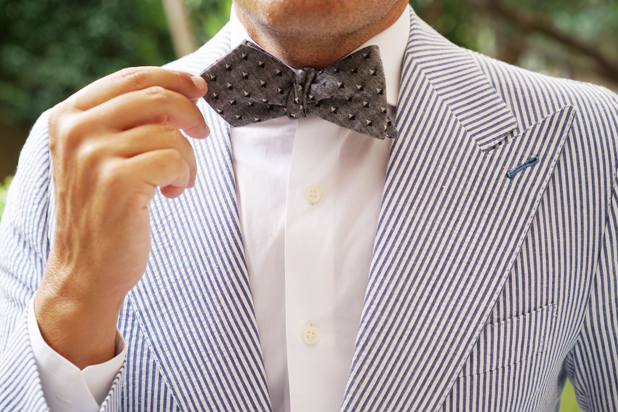 Inception Black Linen Diamond Self Bow Tie