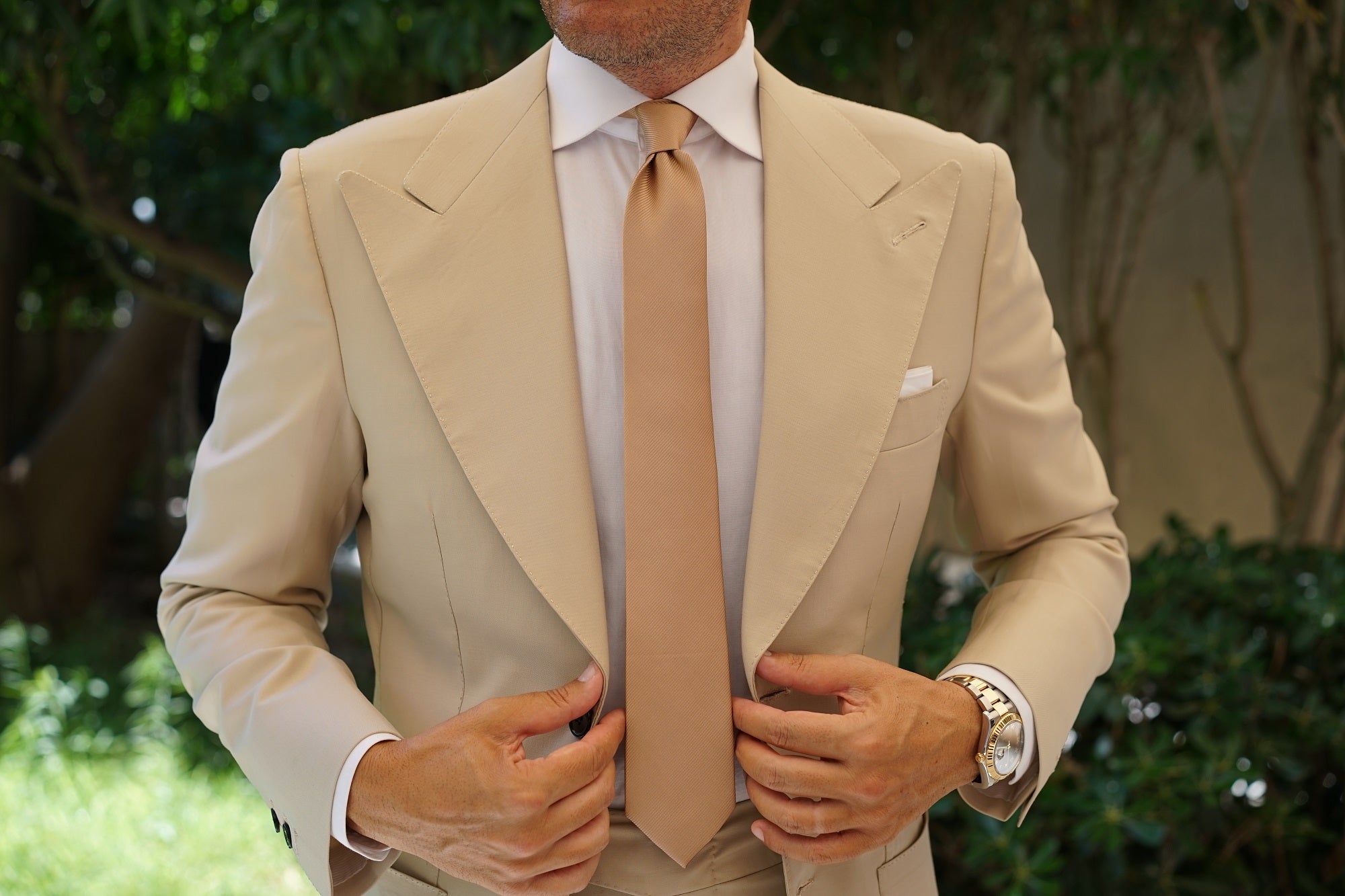 Nude Brown Twill Skinny Tie