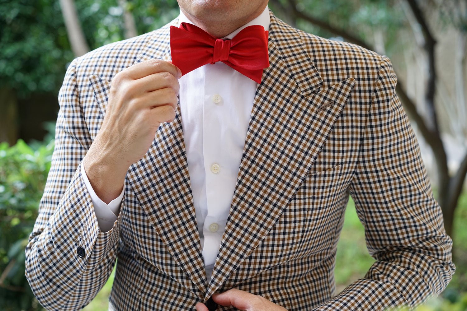 Red Cherry Satin Self Bow Tie