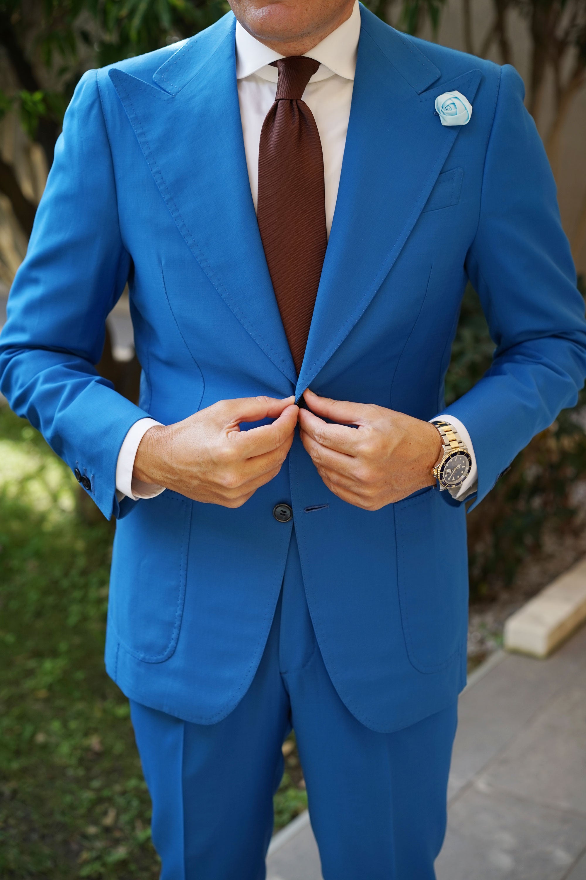 Sea Foam Blue Lapel Flower