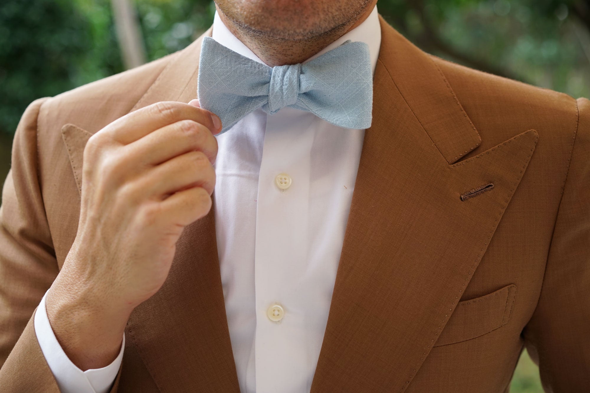 Argentinian Ice Blue Linen Self Bow Tie