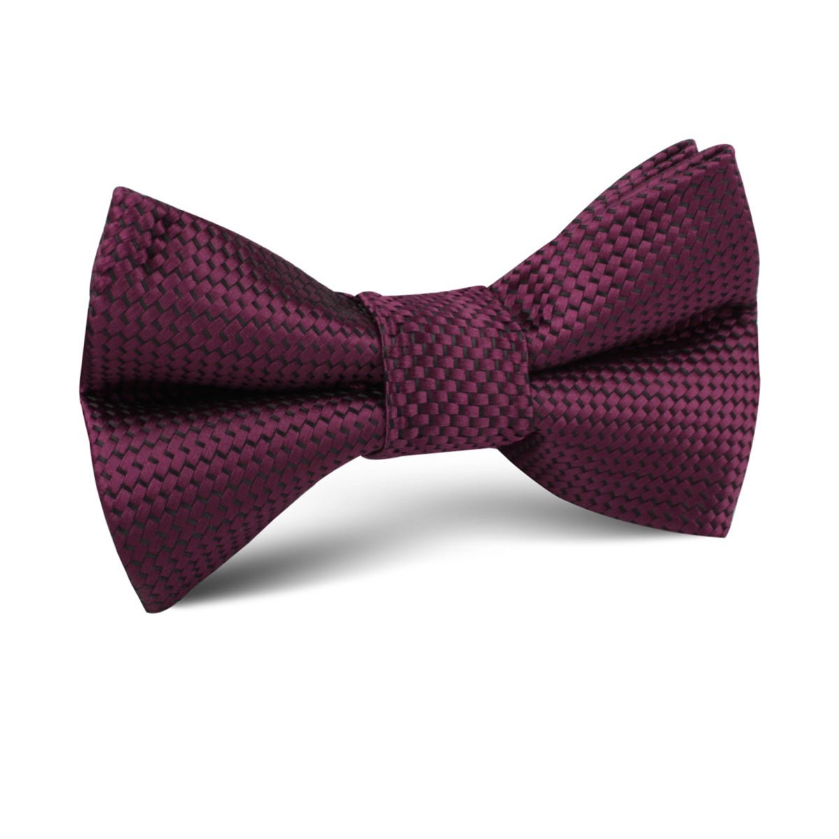 Metallic Maroon Oxford Weave Kids Bow Tie