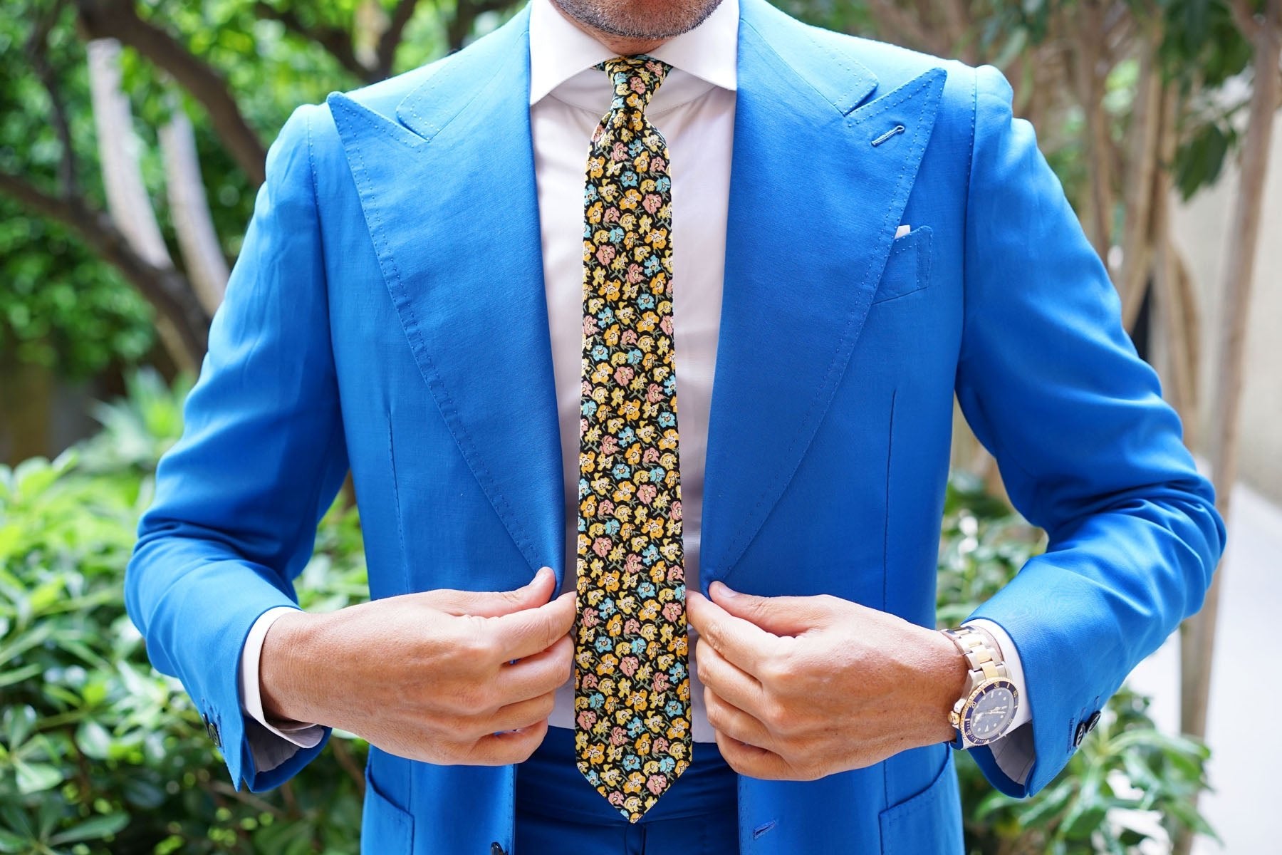 Huelva Yellow Floral Skinny Tie