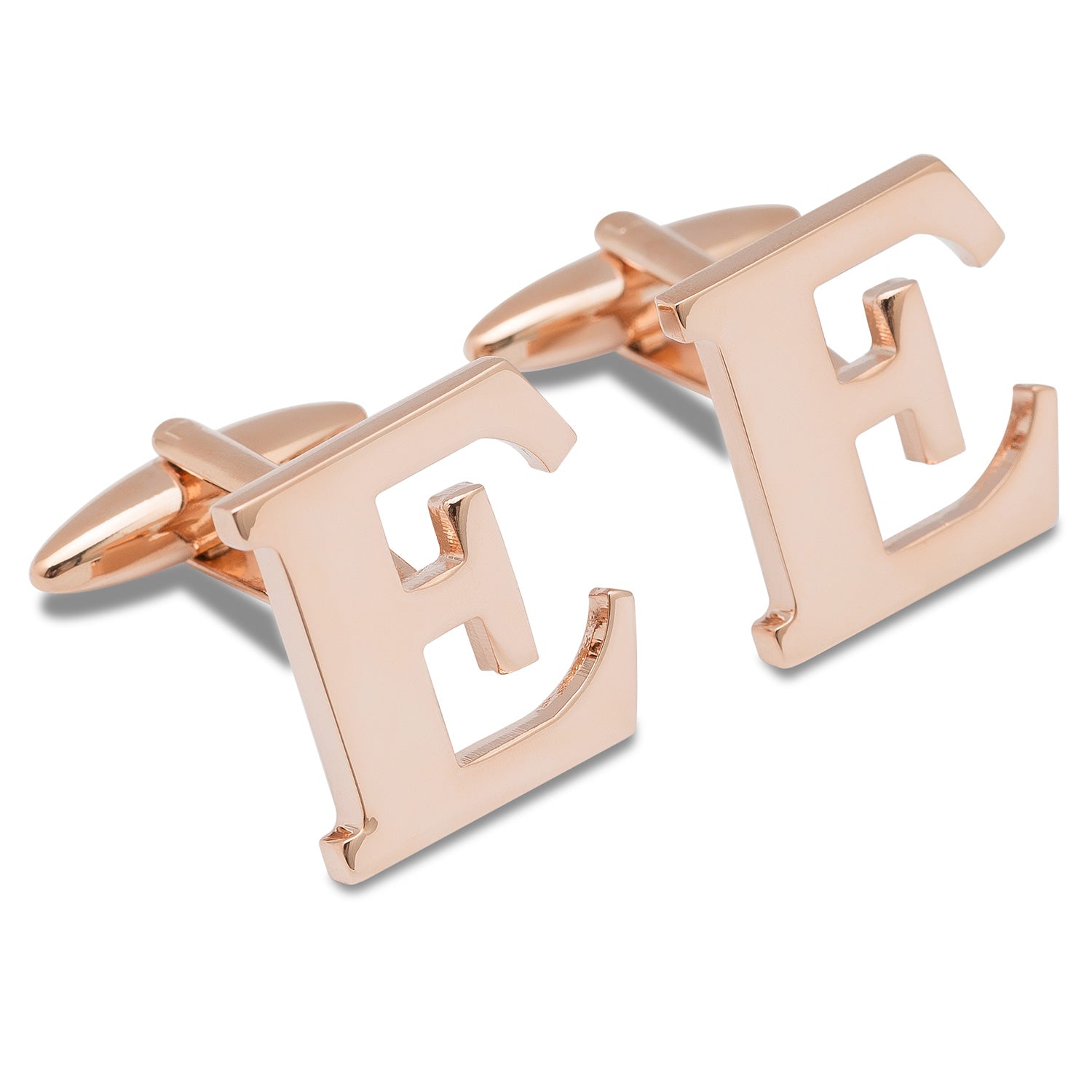 Rose Gold Letter E Cufflinks