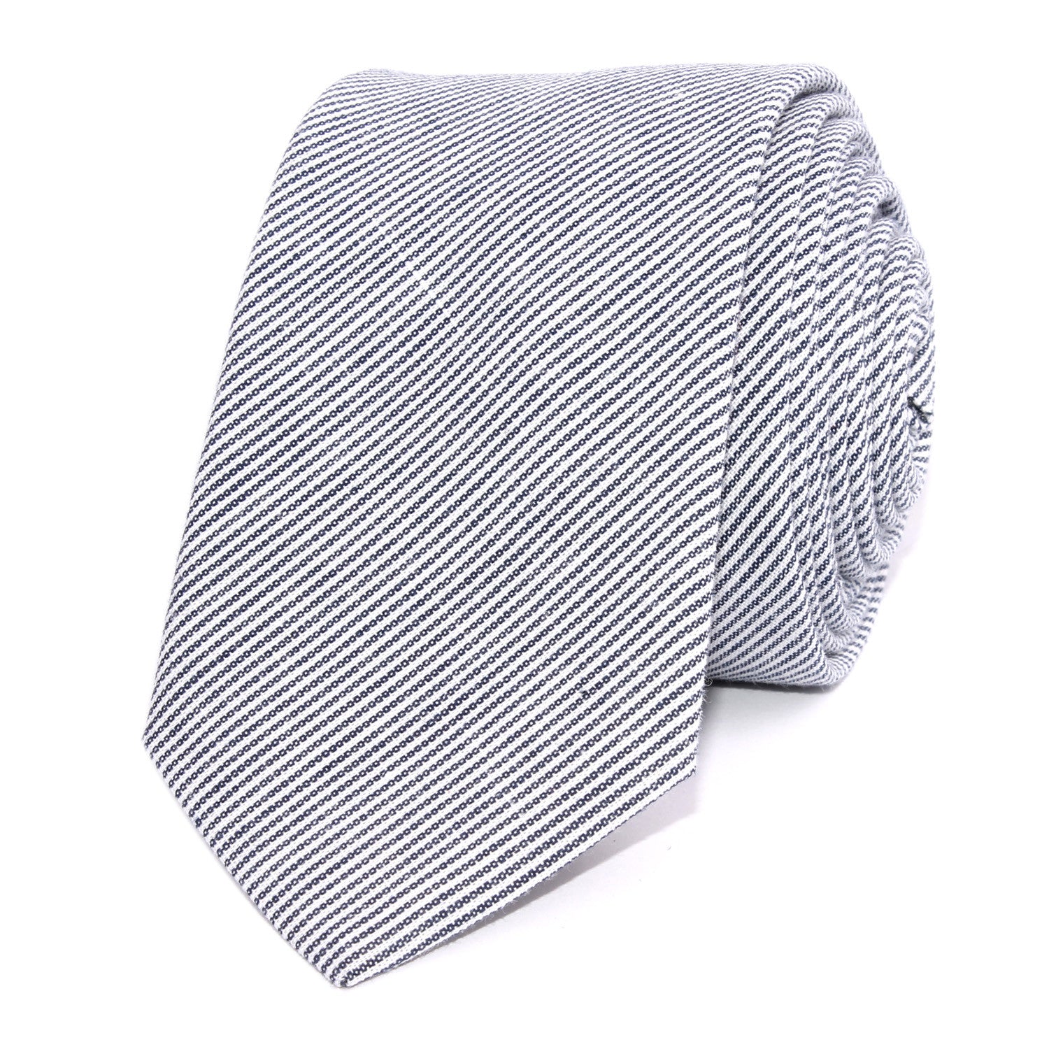 French Pinstripe Cotton Skinny Tie