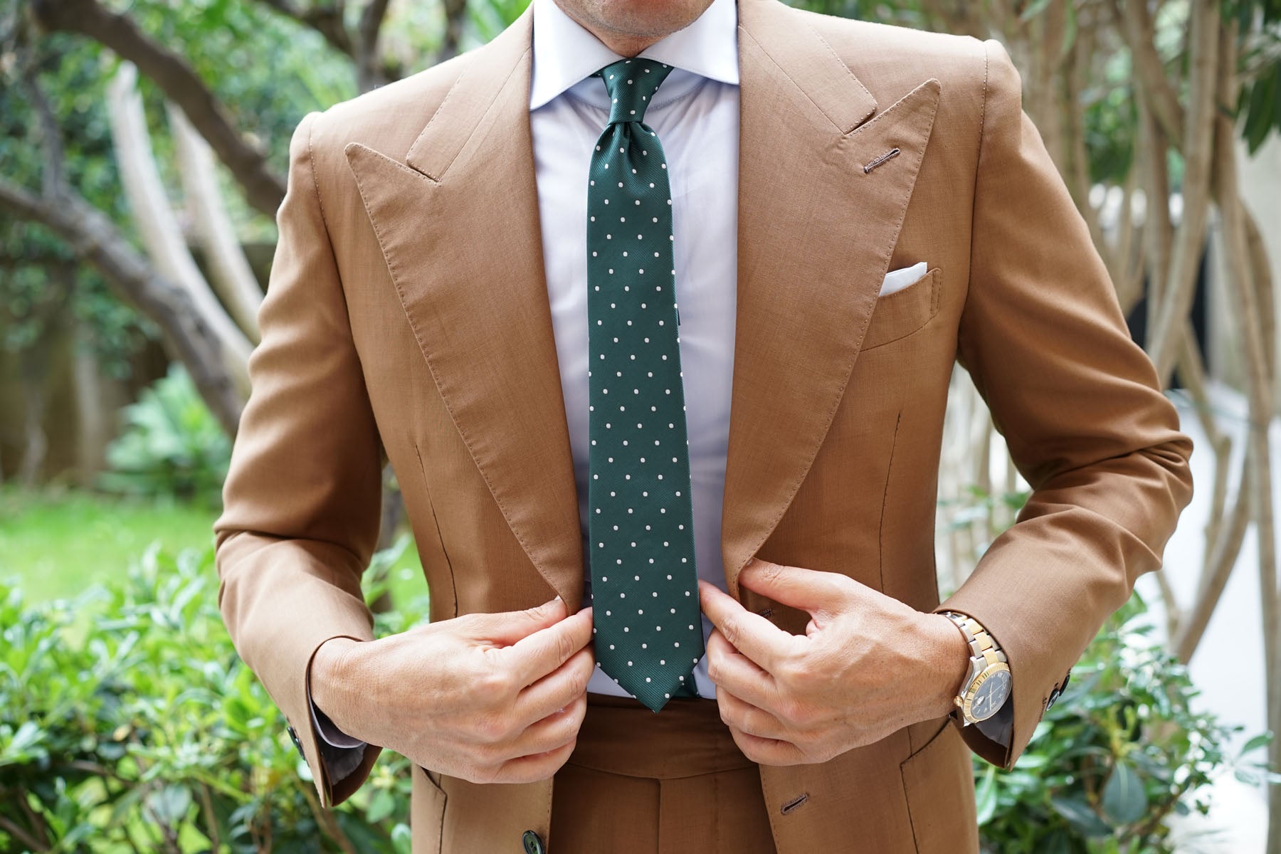 Forest Green Polka Dots Skinny Tie