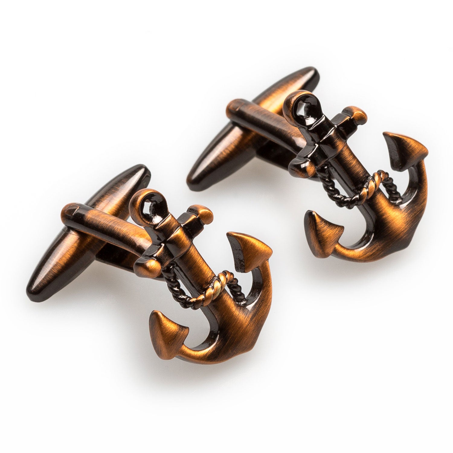 Antique Copper Anchor Rope Cufflinks