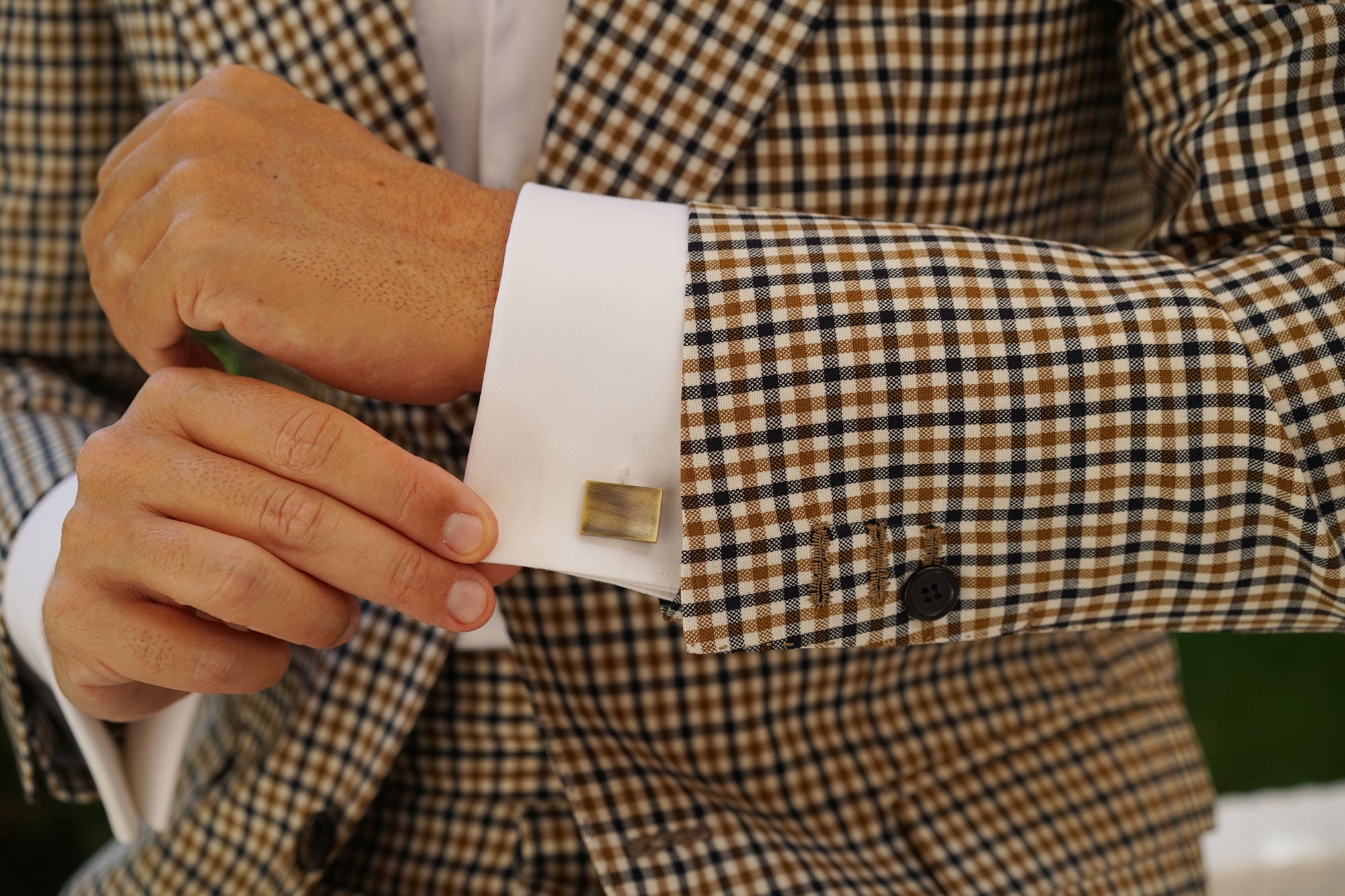 Classic Antique Brass Rectangle Cufflinks