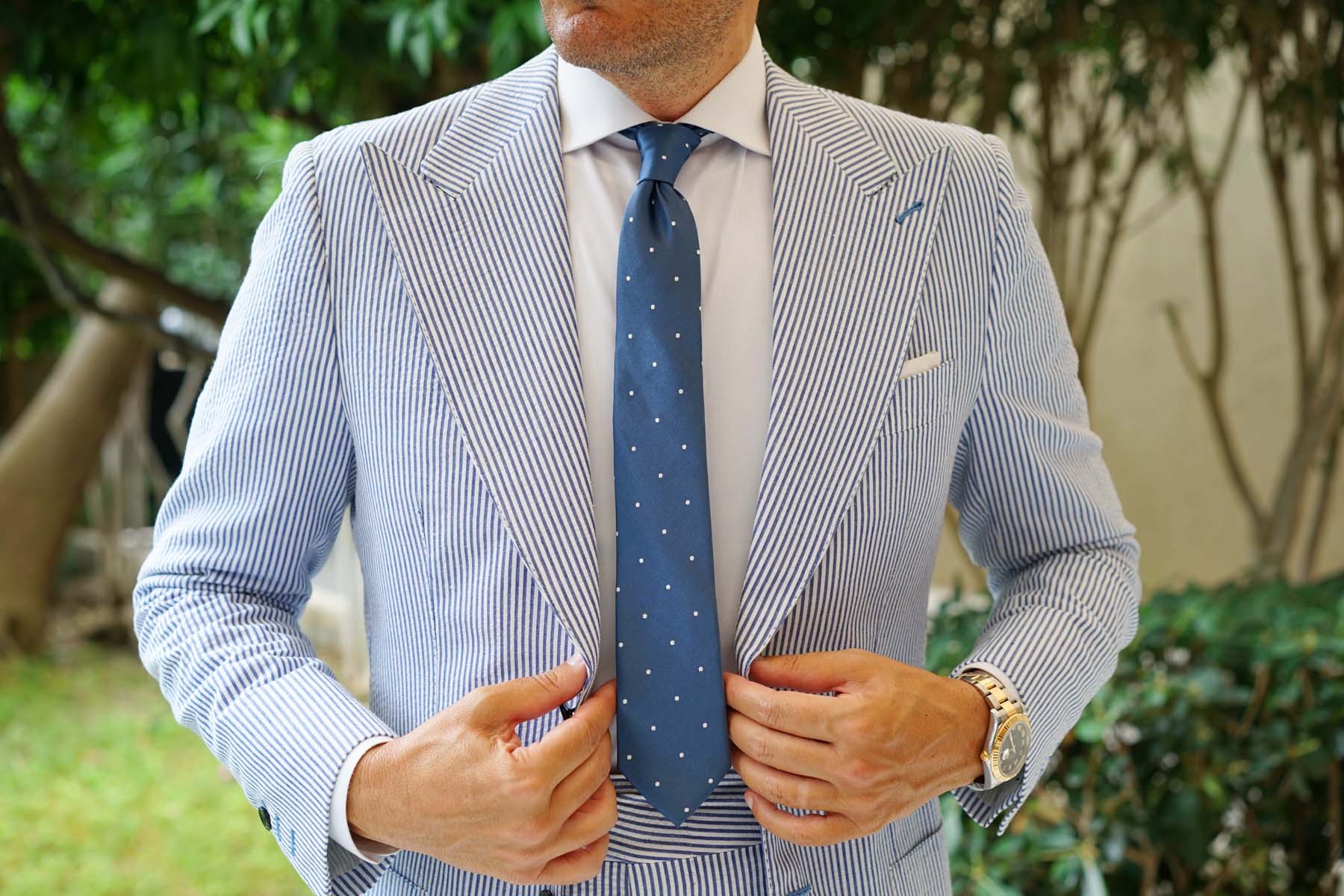 Prussian Polka Dots Skinny Tie