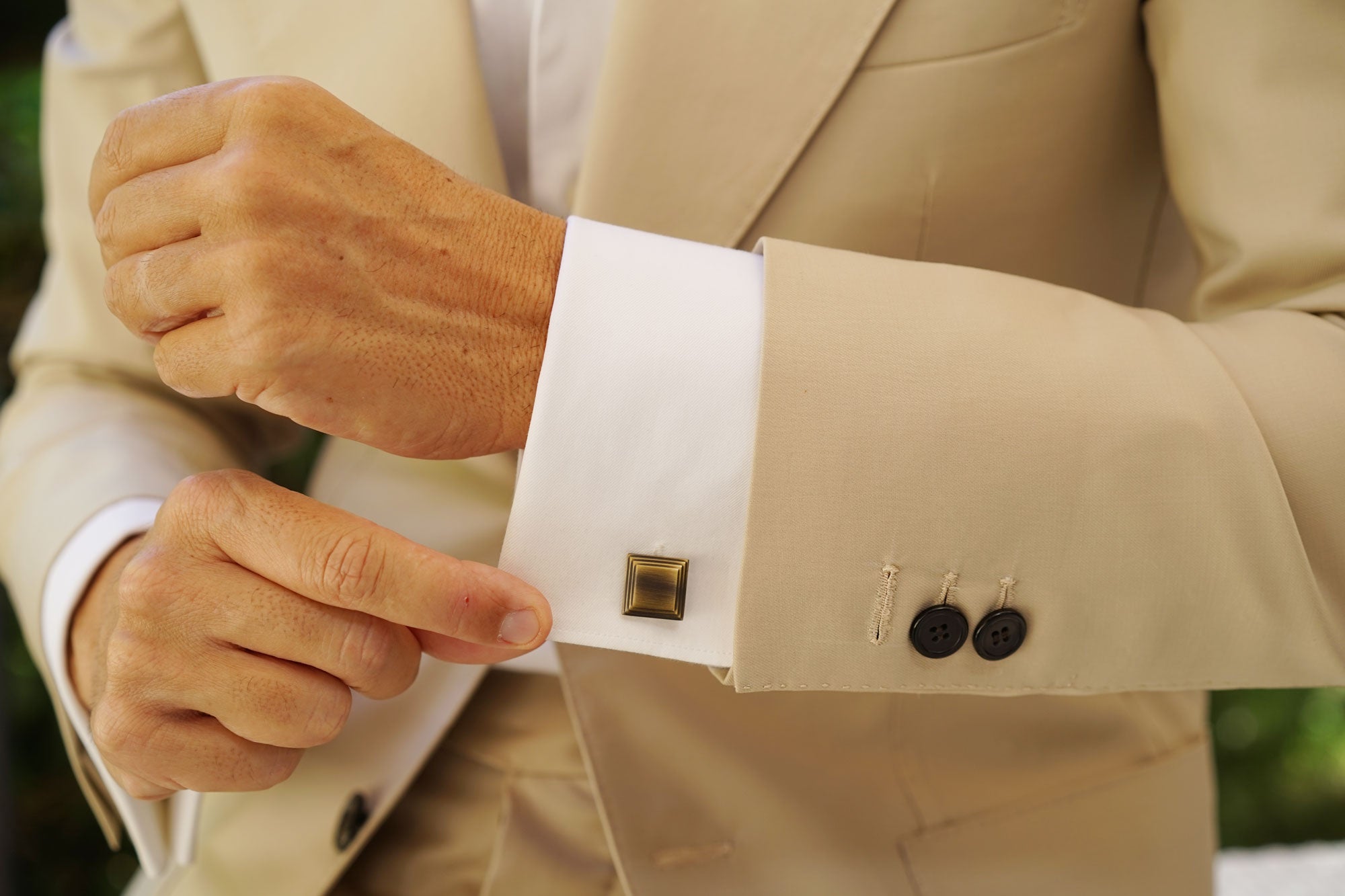 Carter Antique Brass Square Cufflinks