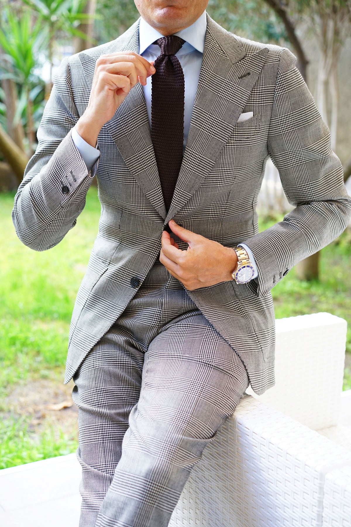 Brown Pointed Knitted Tie