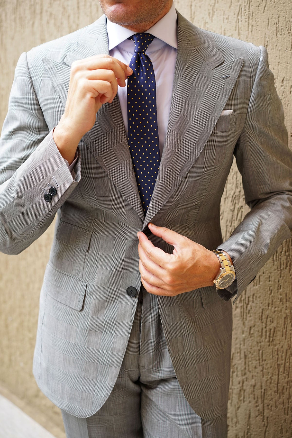 Mr Churchill Yellow Dots Skinny Tie