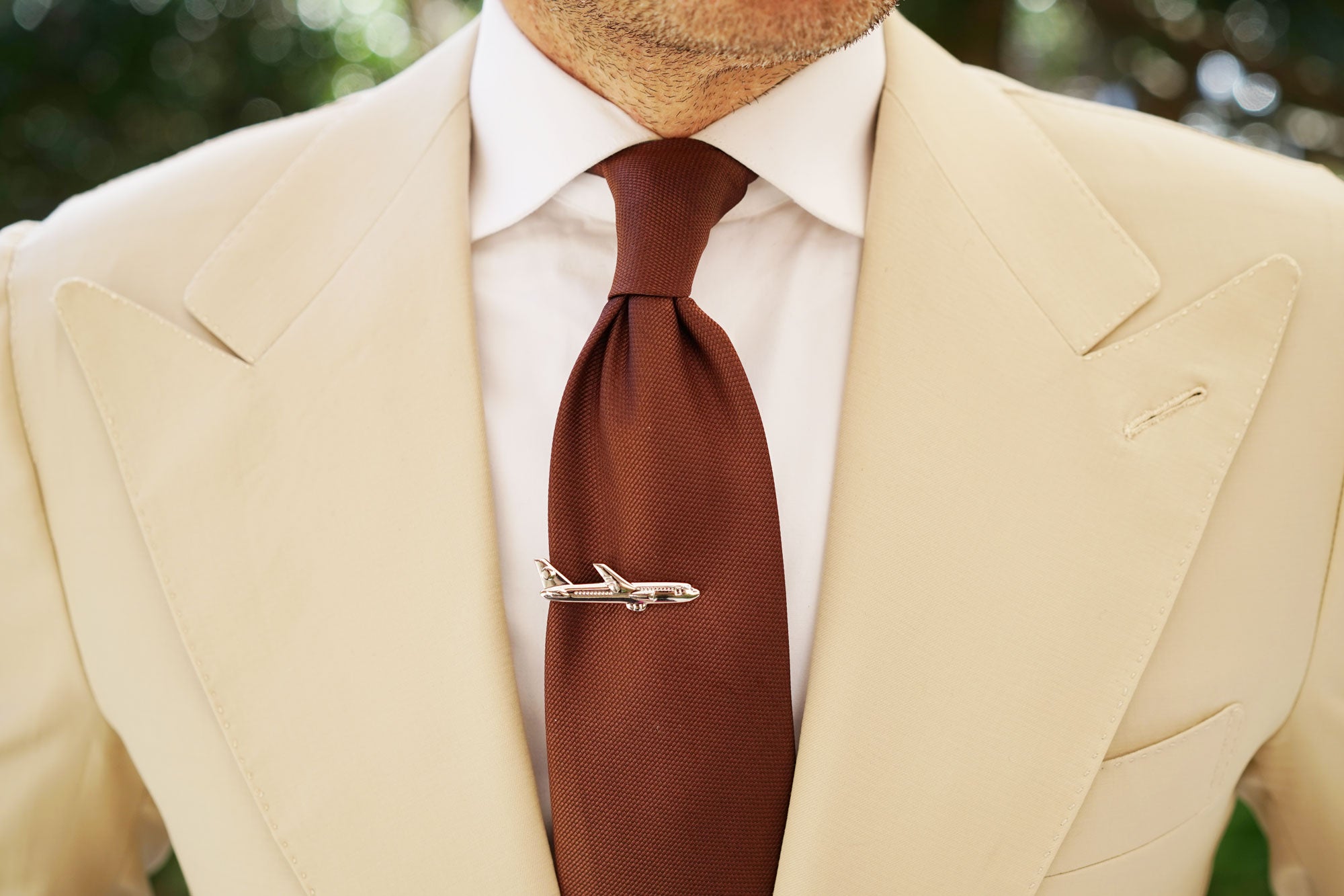 Silver Airplane Tie Bar