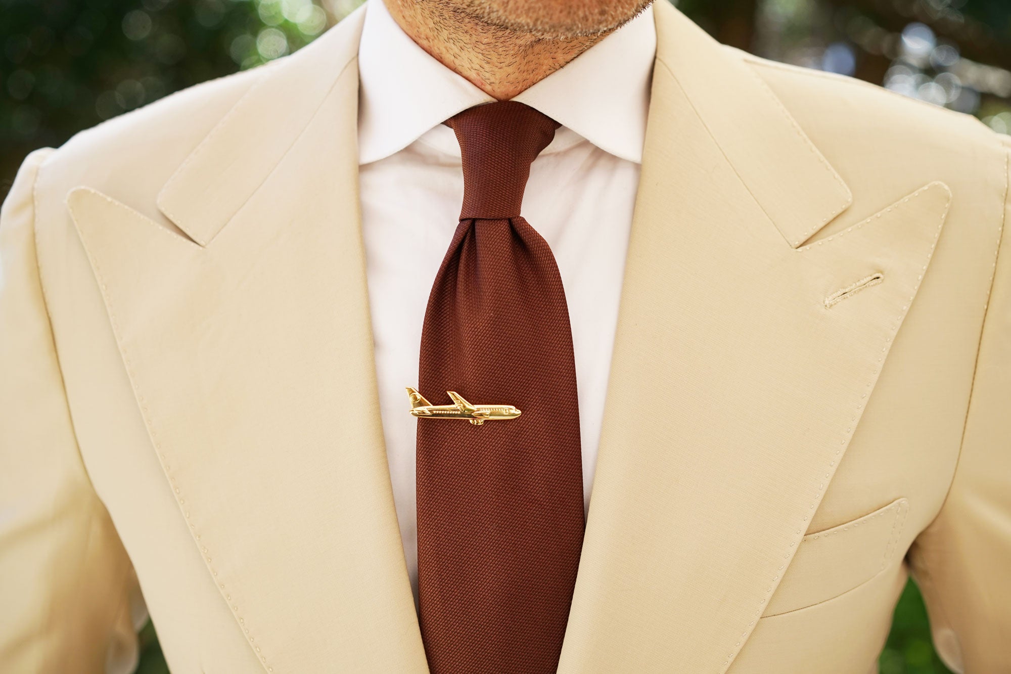 Gold Airplane Tie Bar