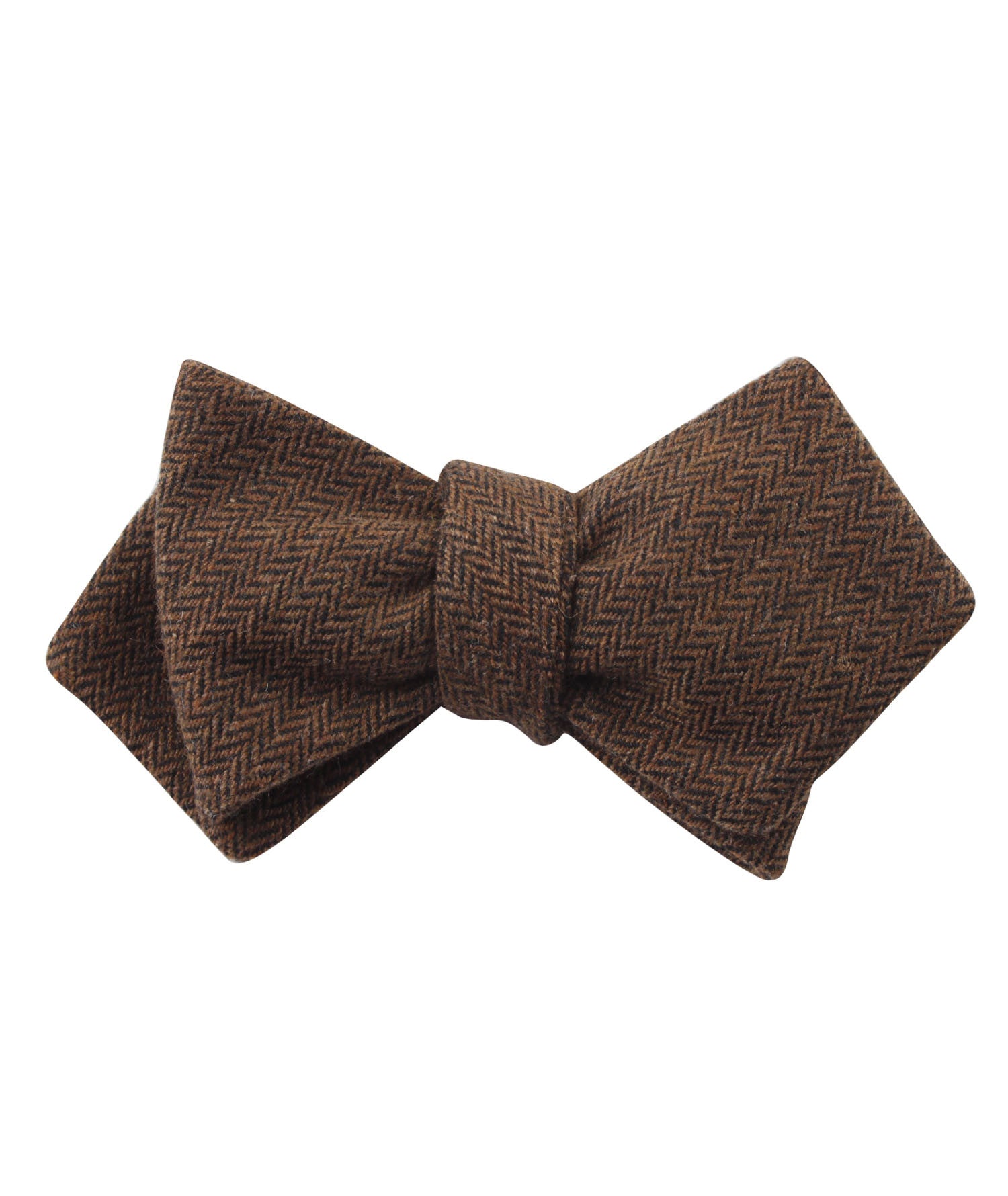 Cinnamon Herringbone Diamond Self Bow Tie