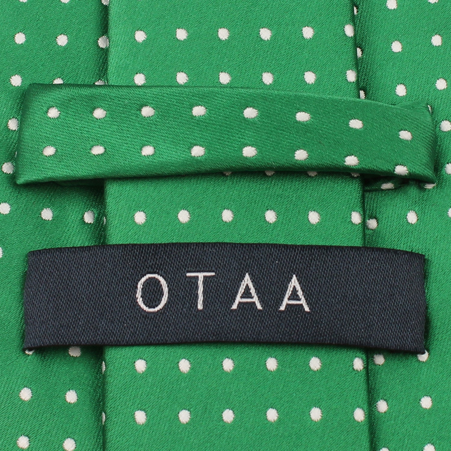 Green Tie with White Polka Dots