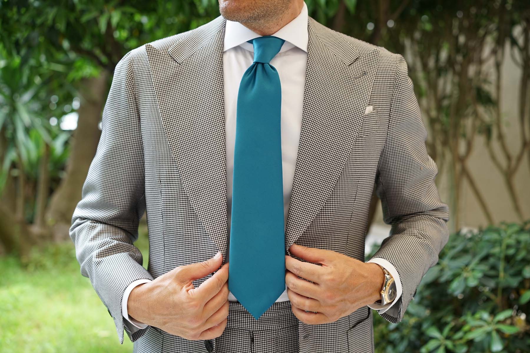 Oasis Teal Satin Necktie