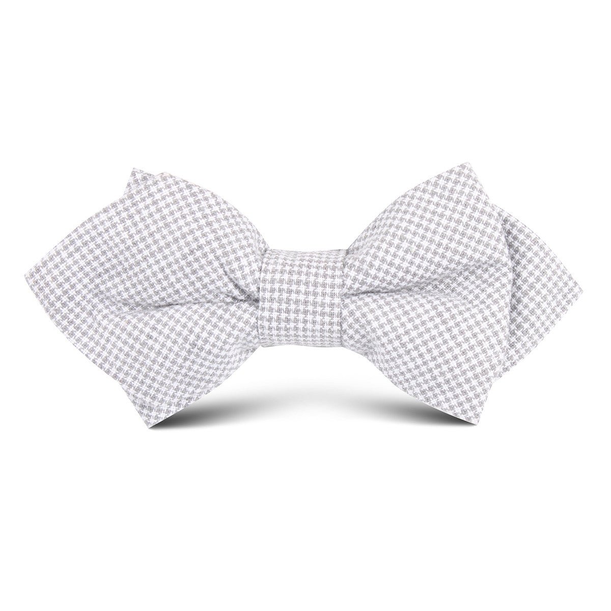 Light Grey Houndstooth Linen Kids Diamond Bow Tie