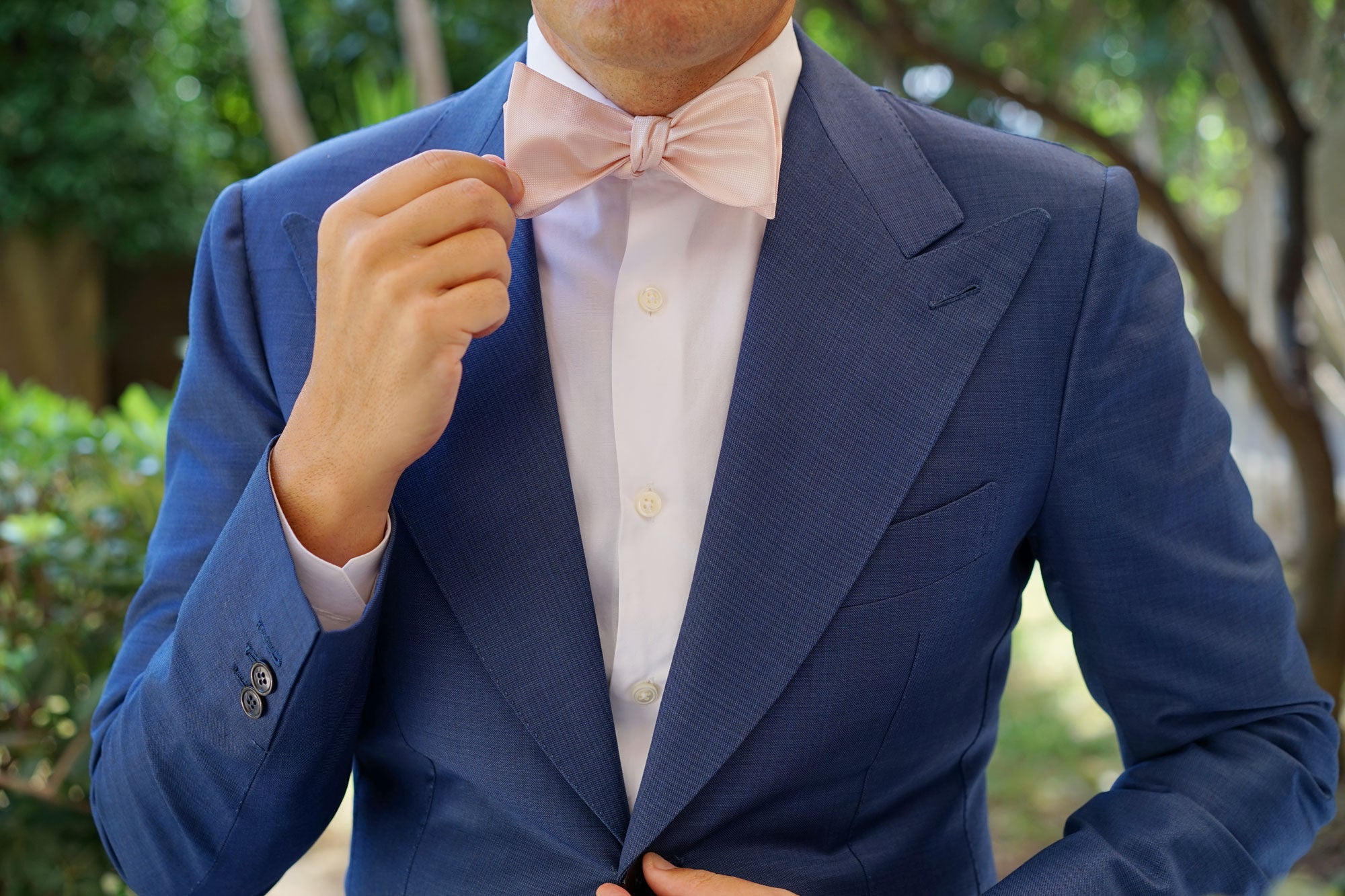 Liege Blush Pink Diamond Self Bow Tie