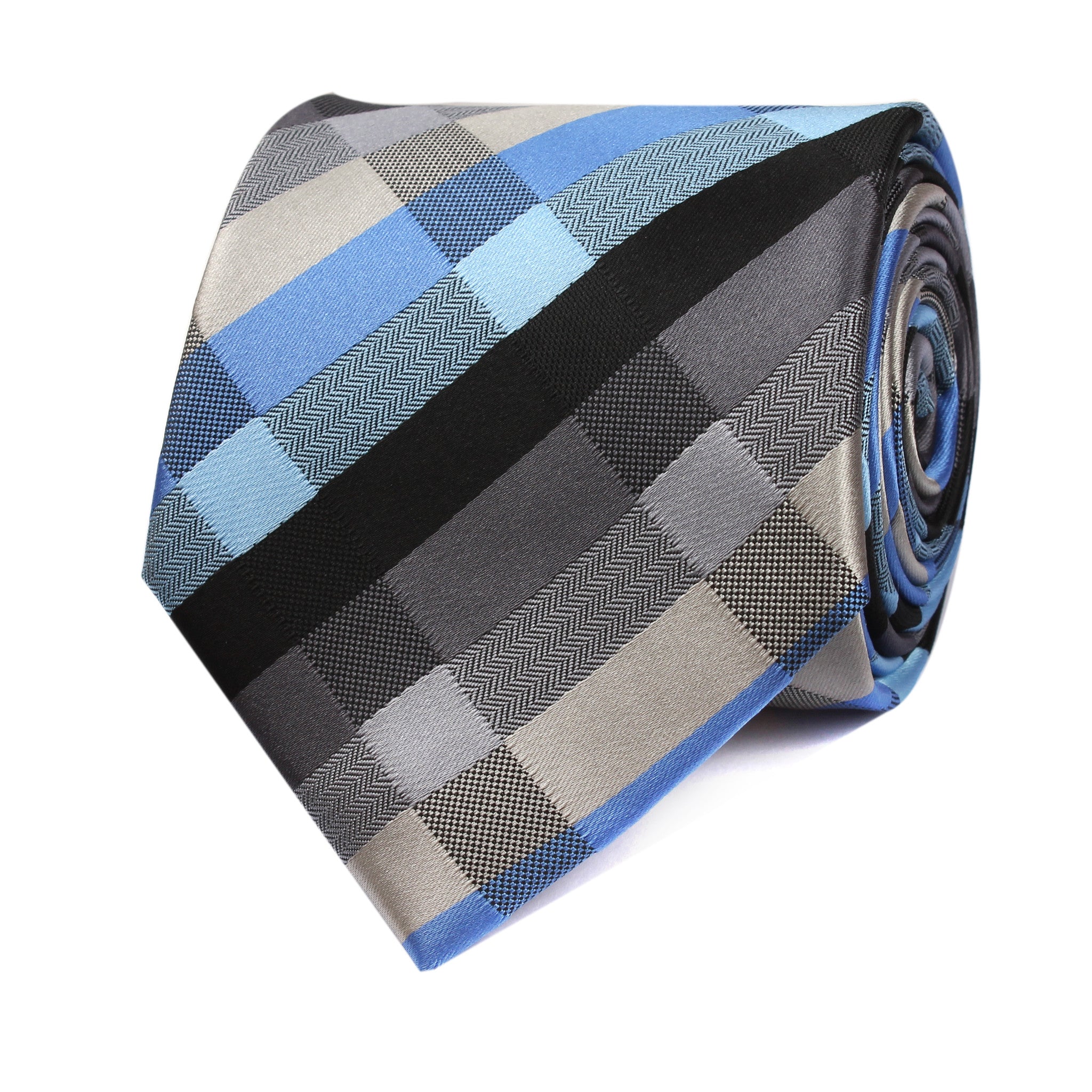 Black Grey Silver Blue Pattern Necktie