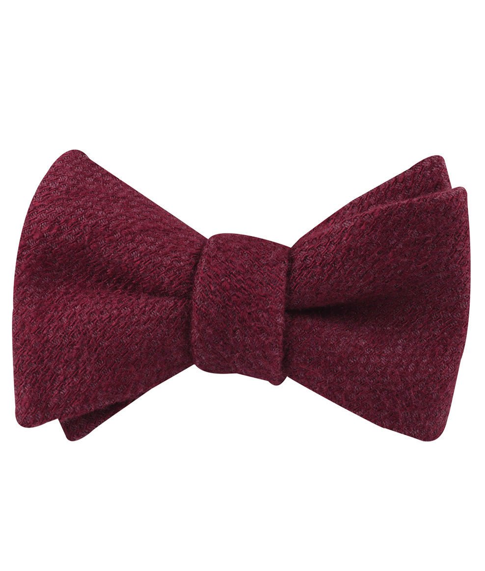 Mahogany Wine Linen Twill Self Bow Tie