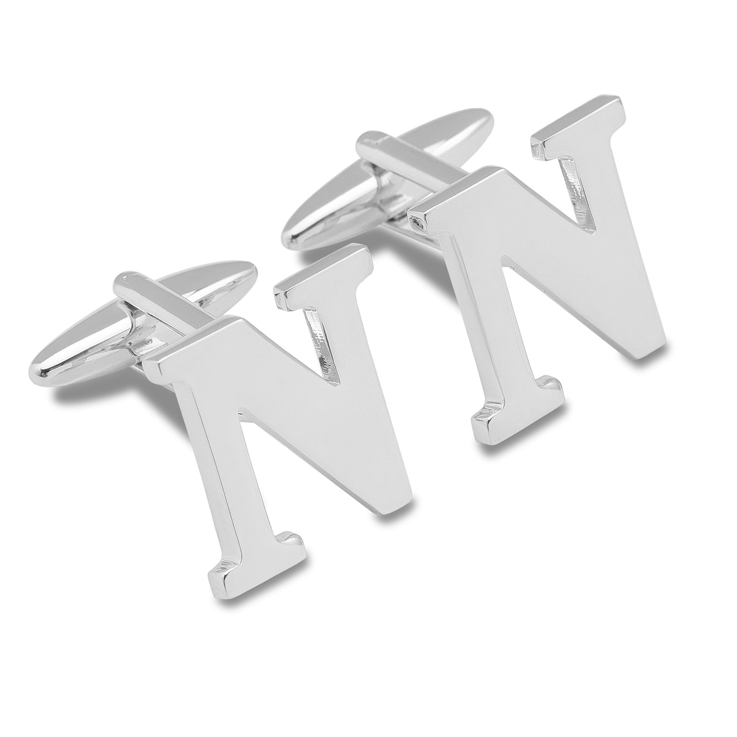 Letter N Silver Cufflinks