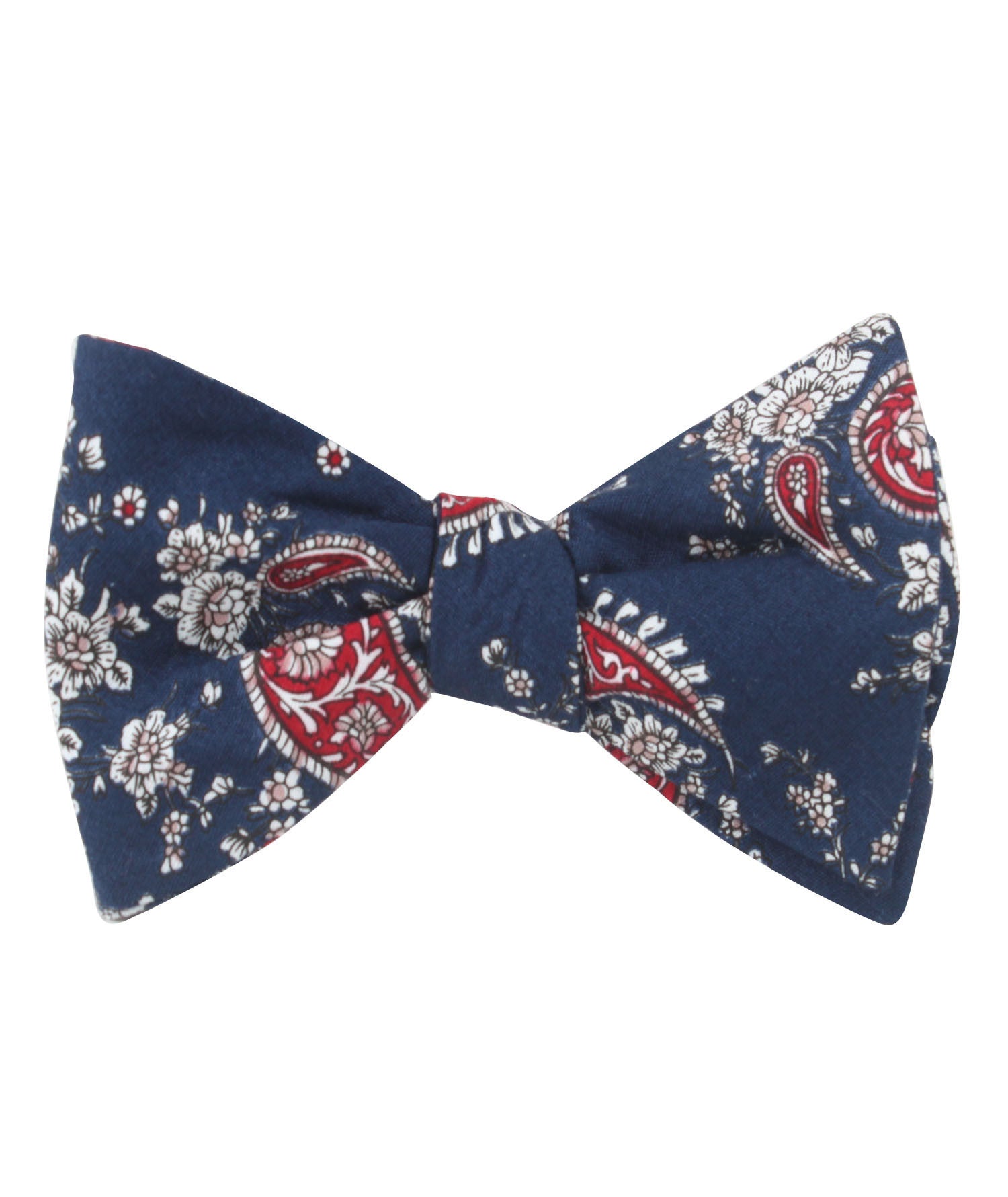 Trasimeno Blue with Red Paisley Self Bow Tie