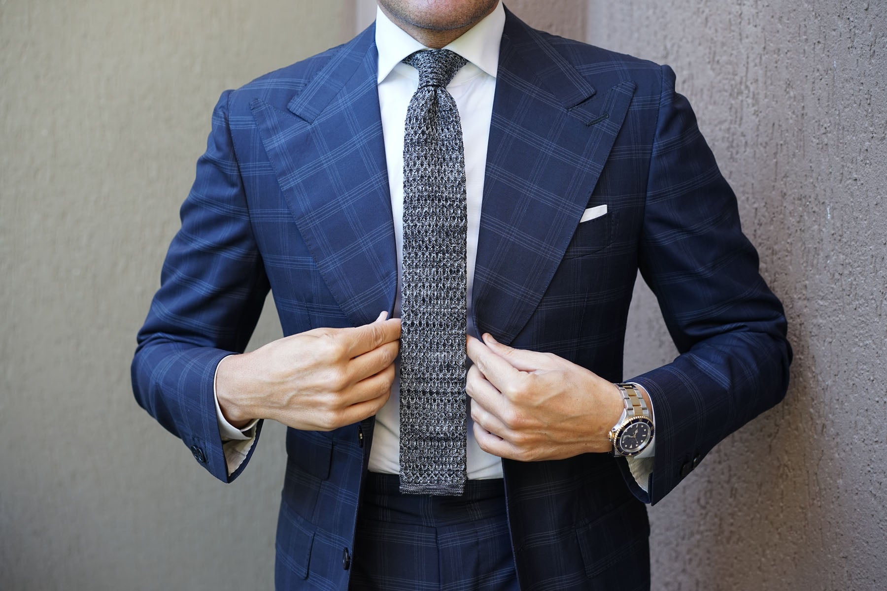 The Brando Black Tweed Knitted Tie