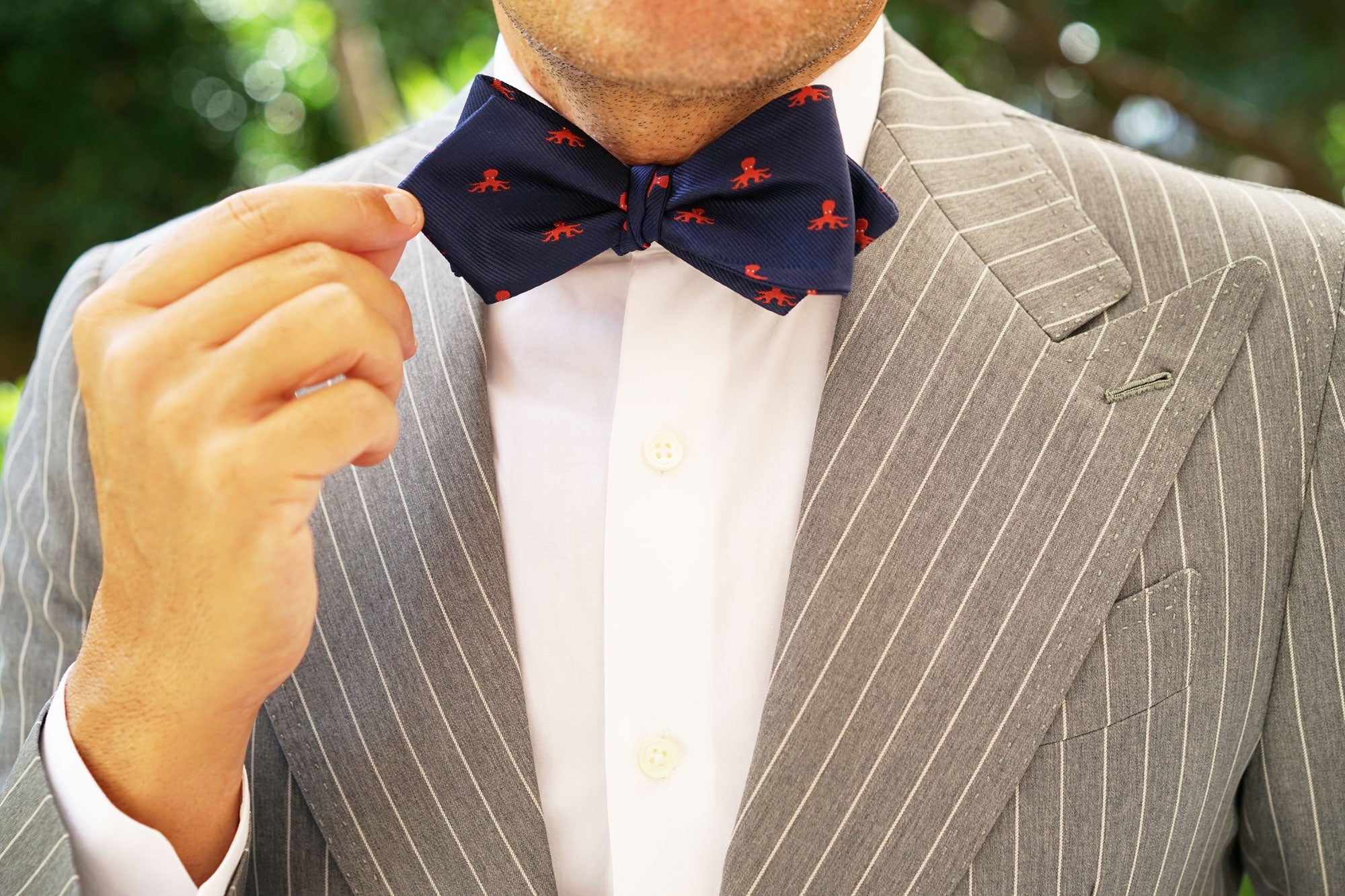 Caribbean Coral Octopus Diamond Self Bow Tie