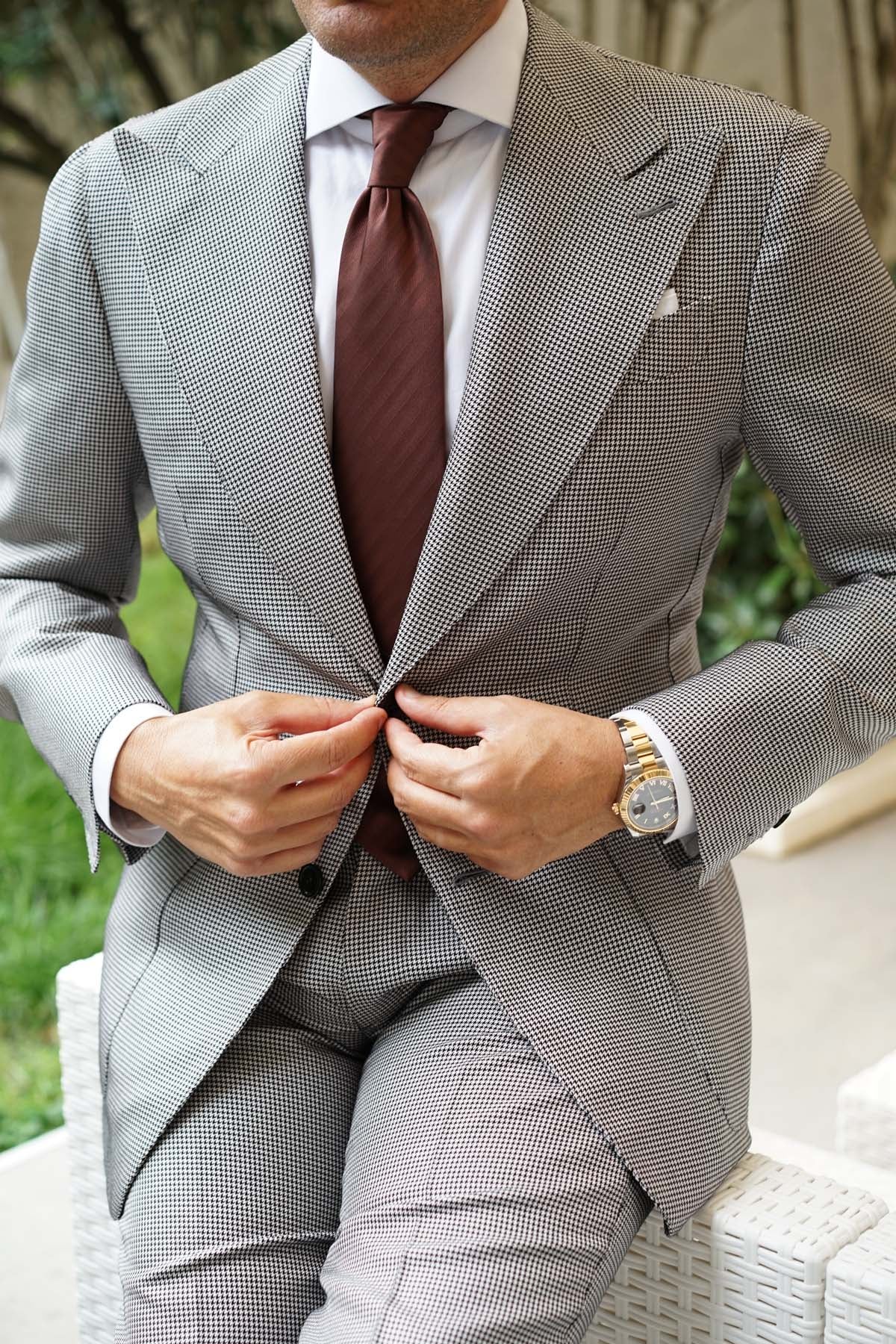 Cinnamon Brown Striped Necktie